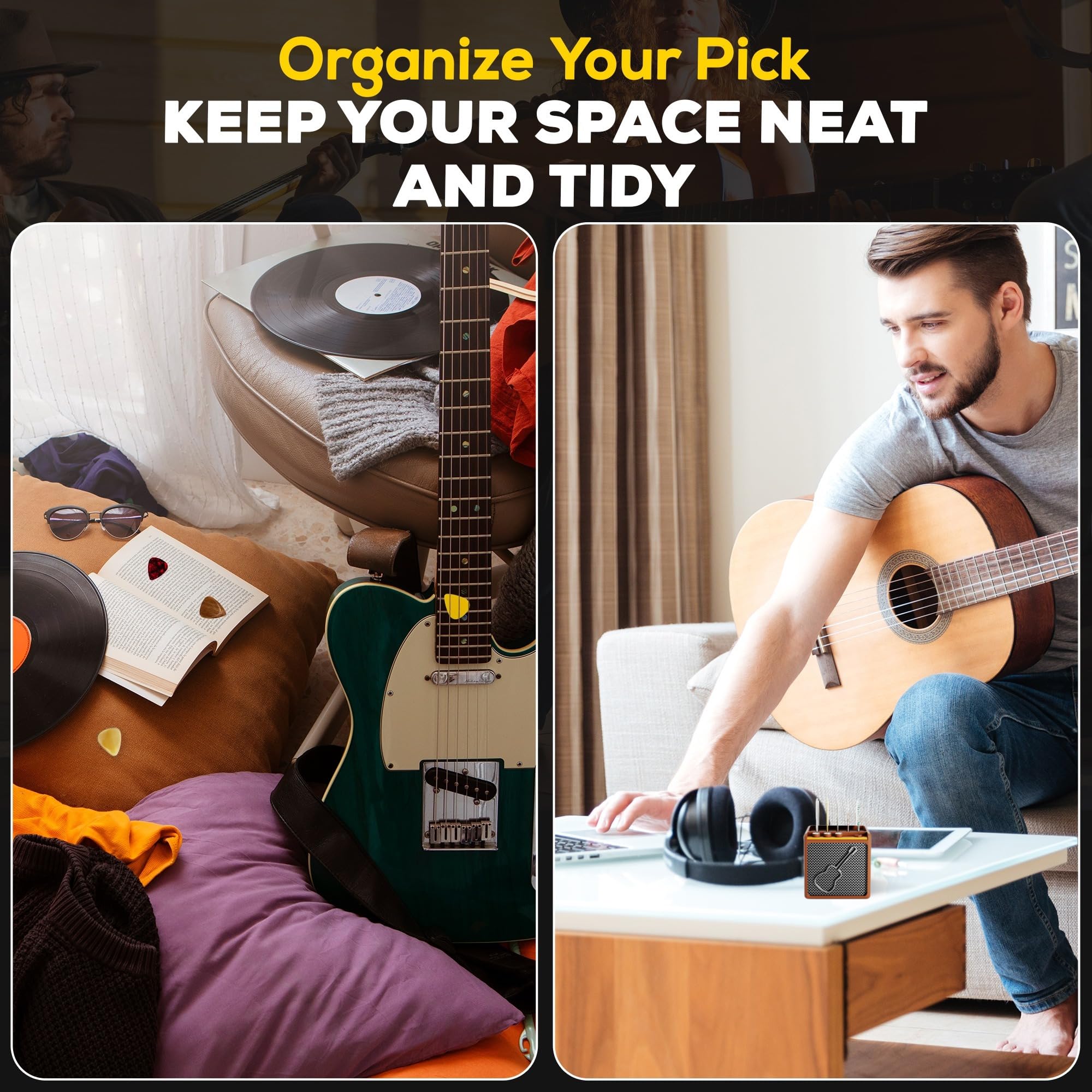 Hotcan Guitar Pick Display Holder   Stylish Organizer For Music Enthusiasts And Musicians (Brown)