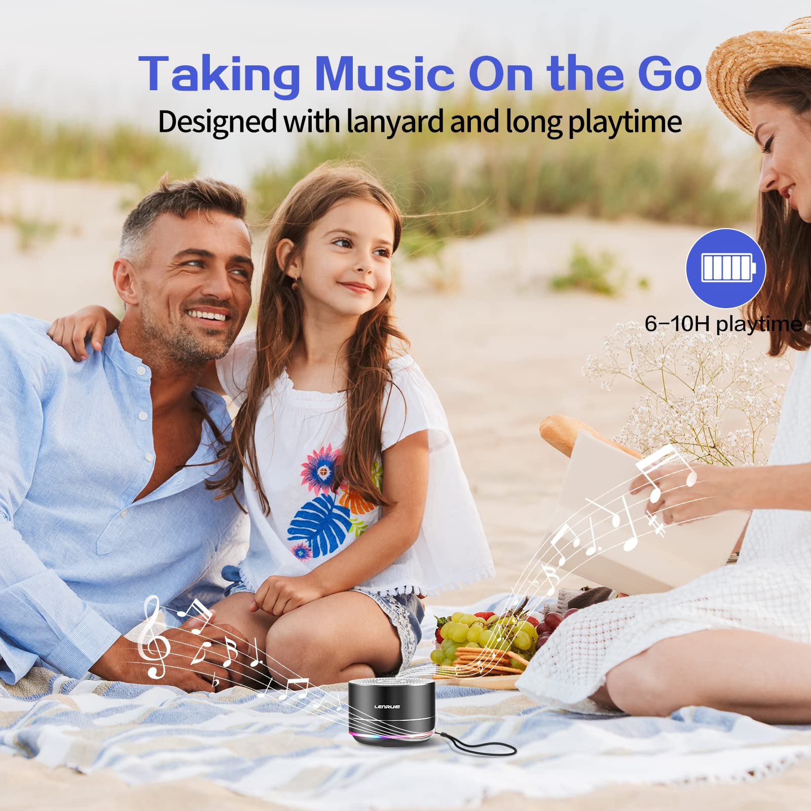 Lenrue Portable Bluetooth Speakers,Wireless Speaker With Clear Sound, Long Playtime, Small Mini Metal Speaker,Christmas Birthday Gifts For Men, Women,Kids(Black)