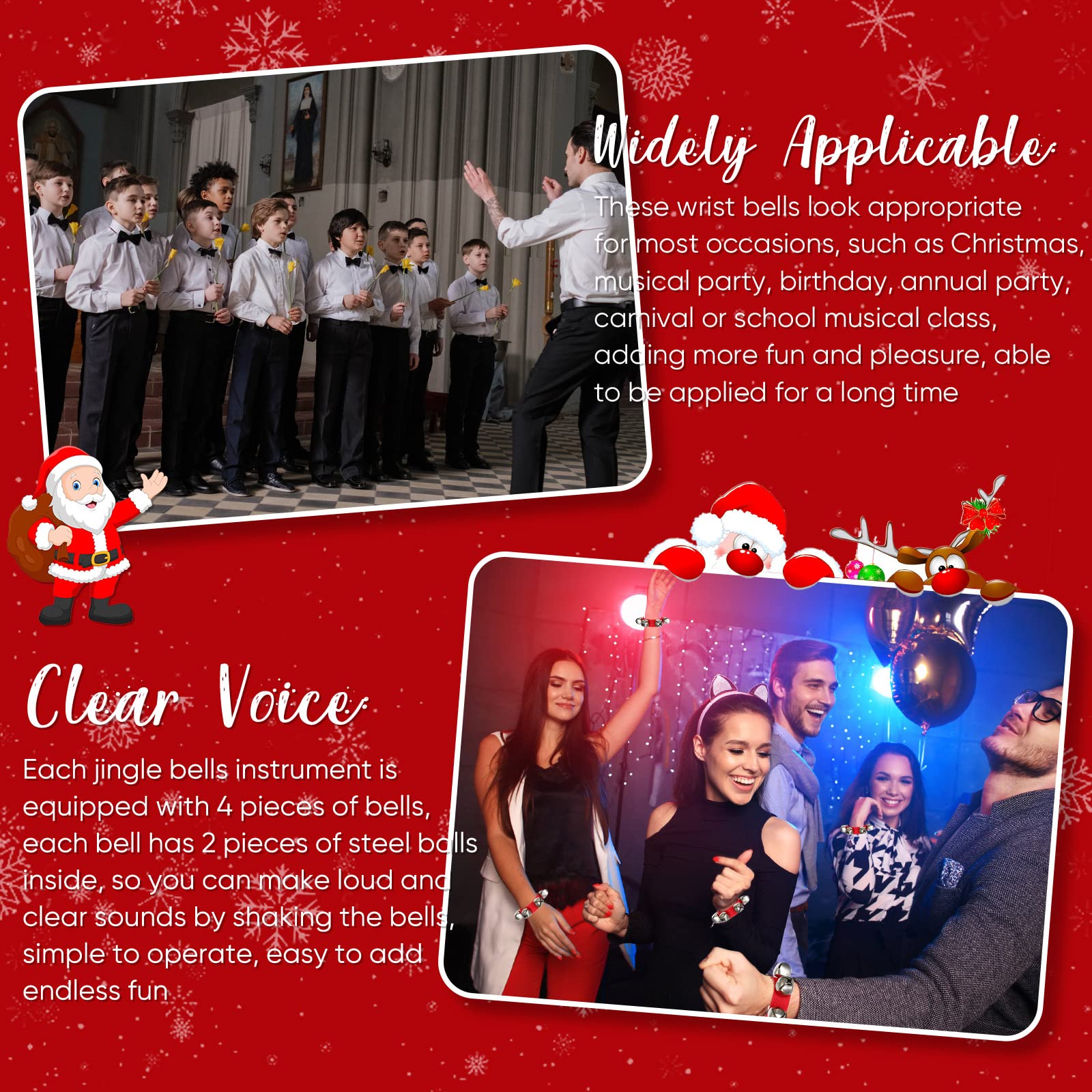 12 Pcs Christmas Wrist Band Bells Bracelets Wrist Band Shaking Bells Musical Instruments Adjustable Bells Rhythm Wristband Bells