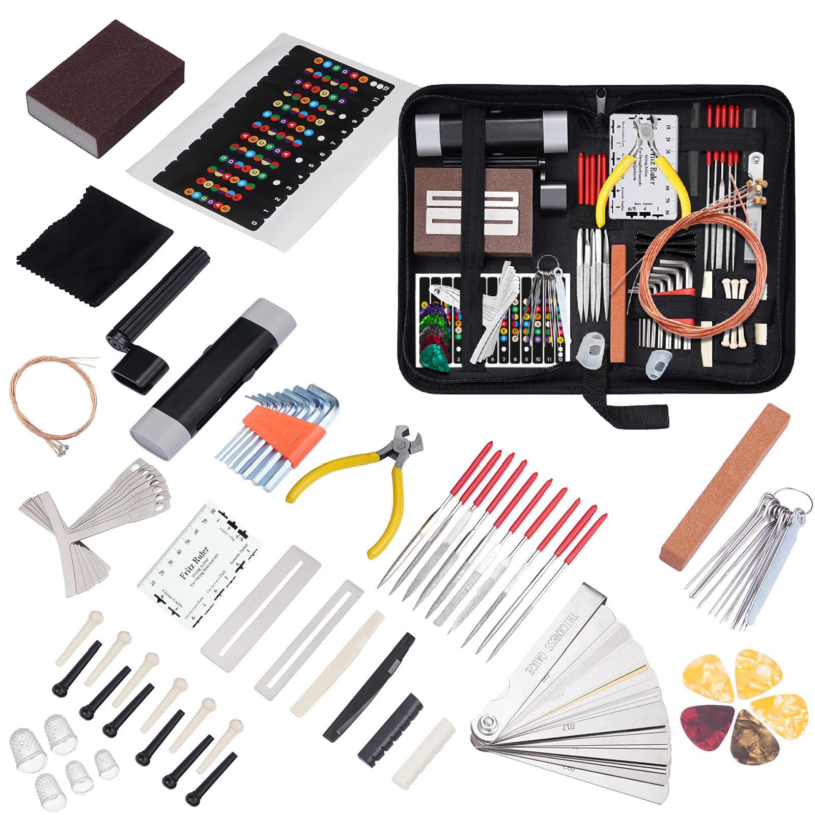 84Pcs Guitar Tool Kit, Guitar Cleaning Kit, Guitar Accessories Guitar Setup Kit, Guitar Repair Kit for Acoustic Electric Guitar 