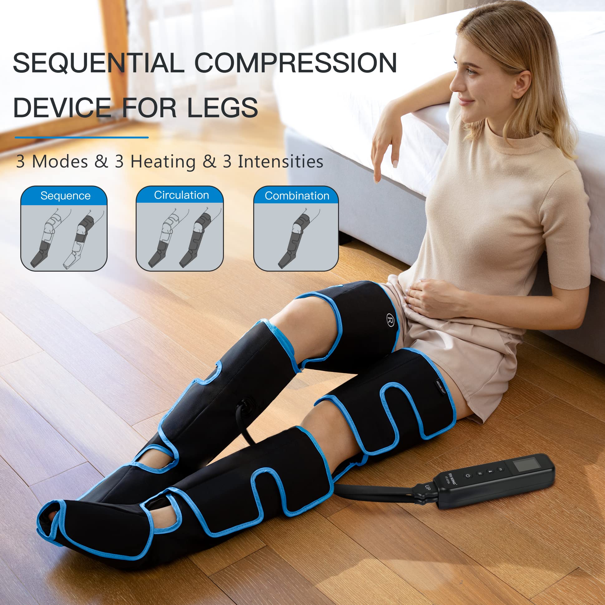 Cincom Leg Massager With Heat And Compression, 3 In 1 Foot Calf & Thigh Massager For Circulation And Pain Relief Helpful For Lym