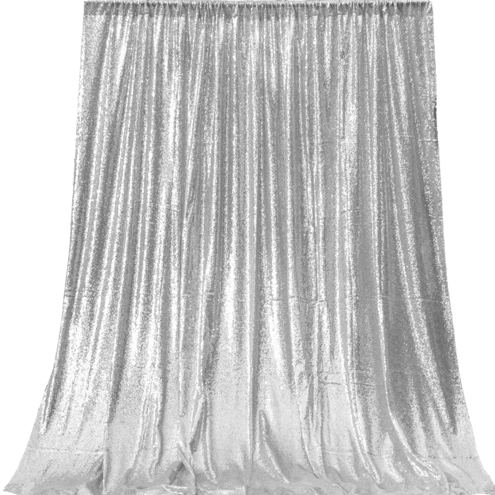 Jyflzq Silver Sequin Backdrop Curtains 10Ft X 10Ft 1 Panel Glitter Photo Booth Backdrops Sparkly Photography Background Drapes F