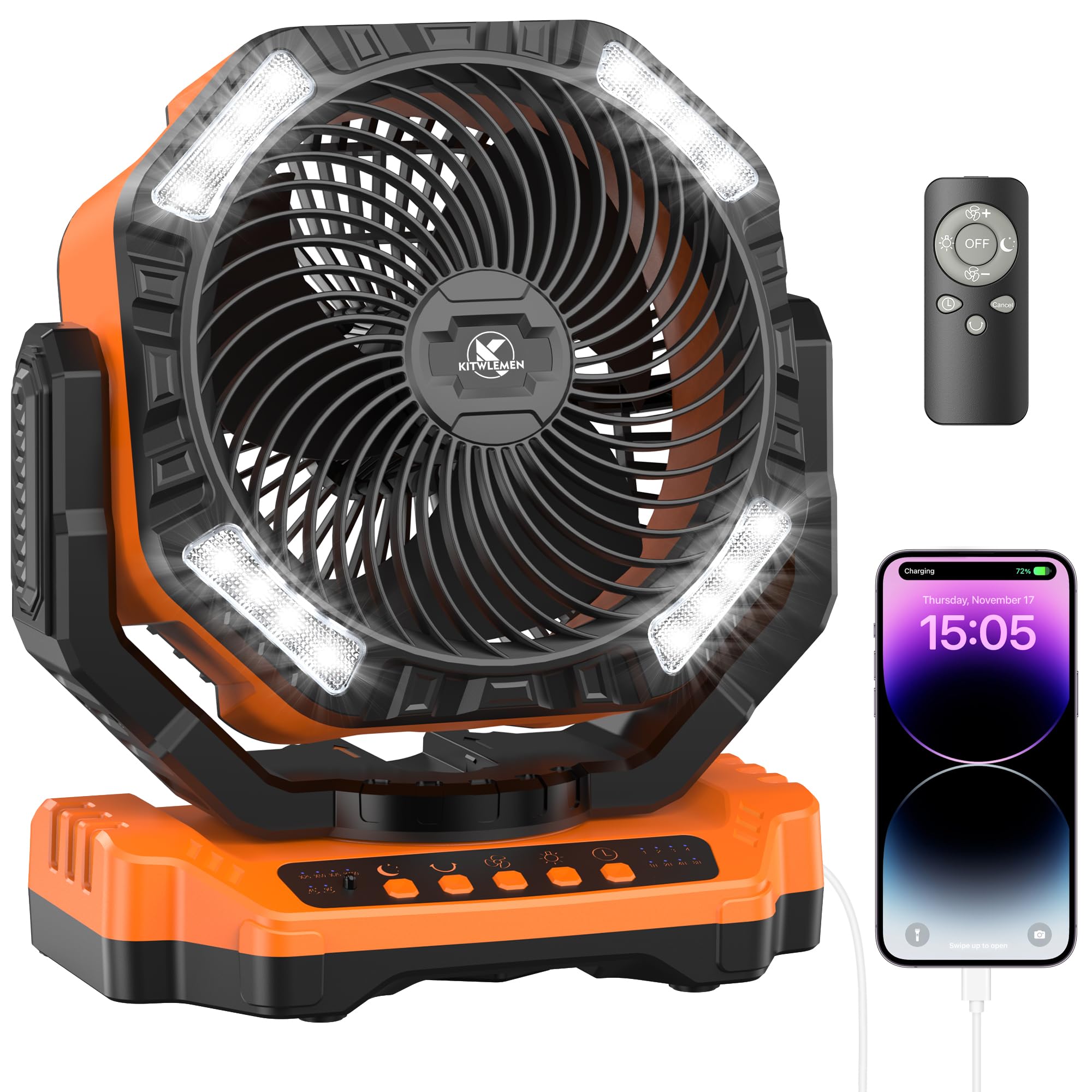 40000Mah Rechargeable Fan, Battery Operated Oscillating Outdoor Fan, Battery Powered Table Fan For Home Hurricane Jobsite Garage