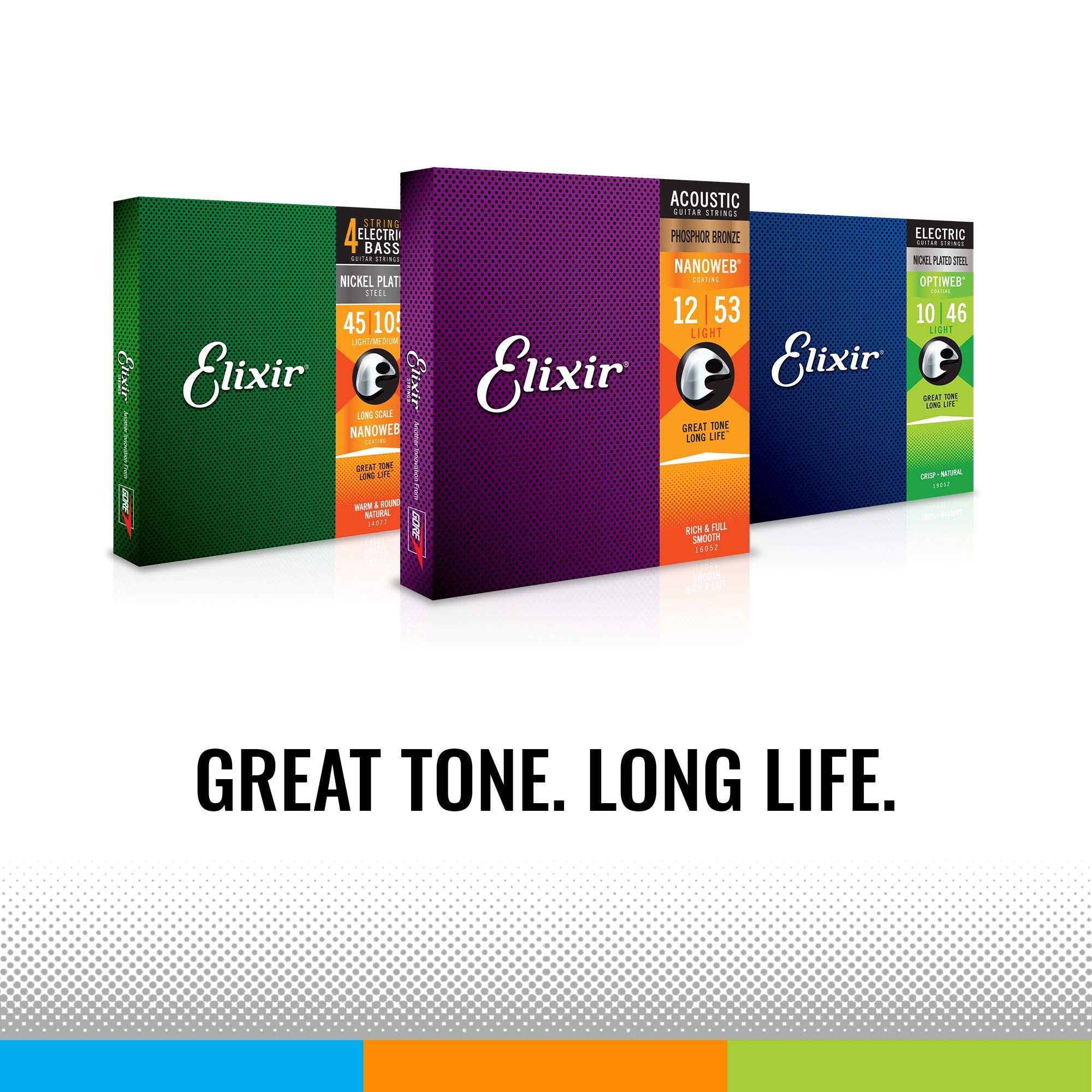 Elixir Strings, Electric Guitar Strings, Nickel Plated Steel With Polyweb Coating, Longest Lasting Warm Tone With Comfortable Fe