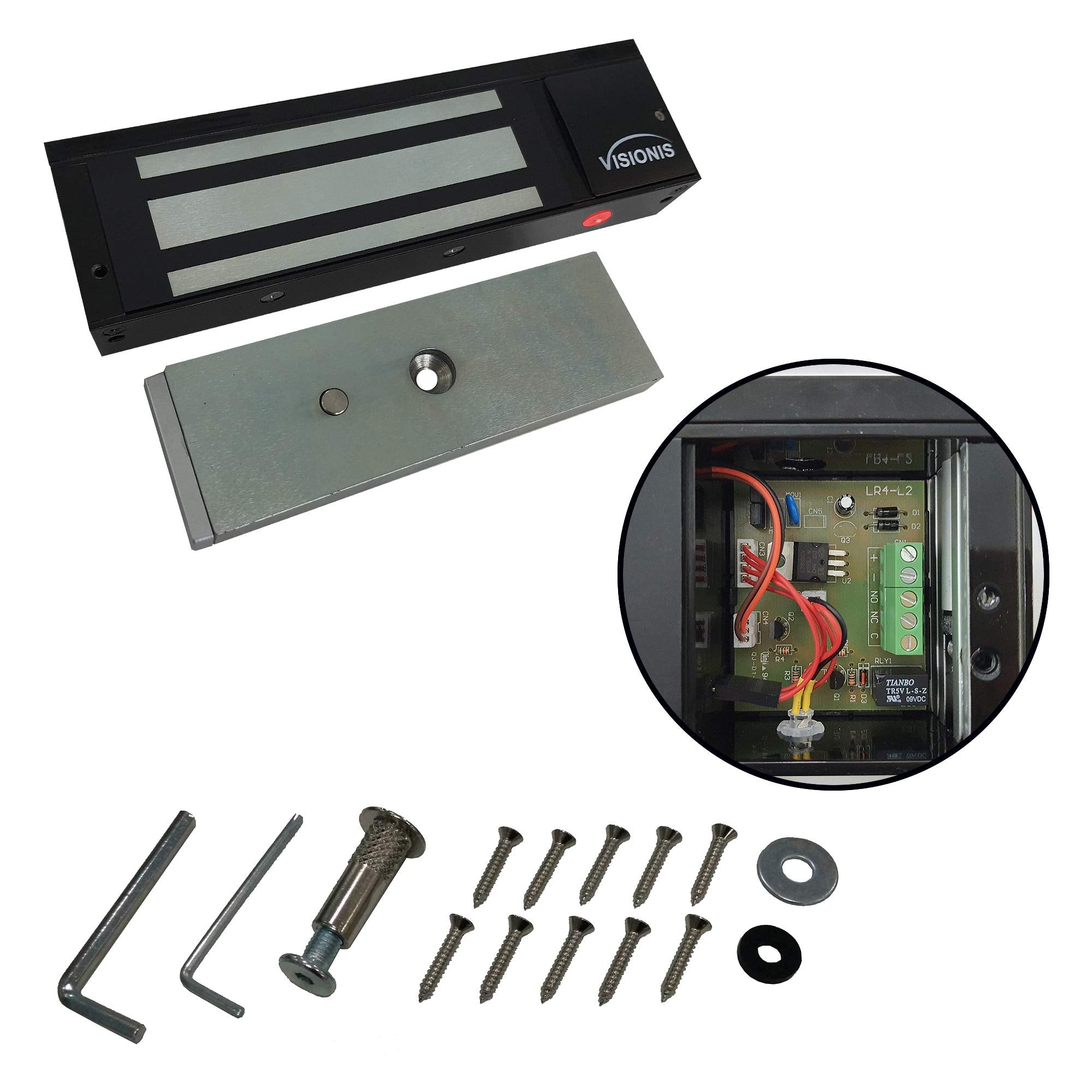 Visionis Vs Visml1200Led Bl Indoor 1200Lbs Black Electromagnetic Lock With Led Sensor For Door Access Control