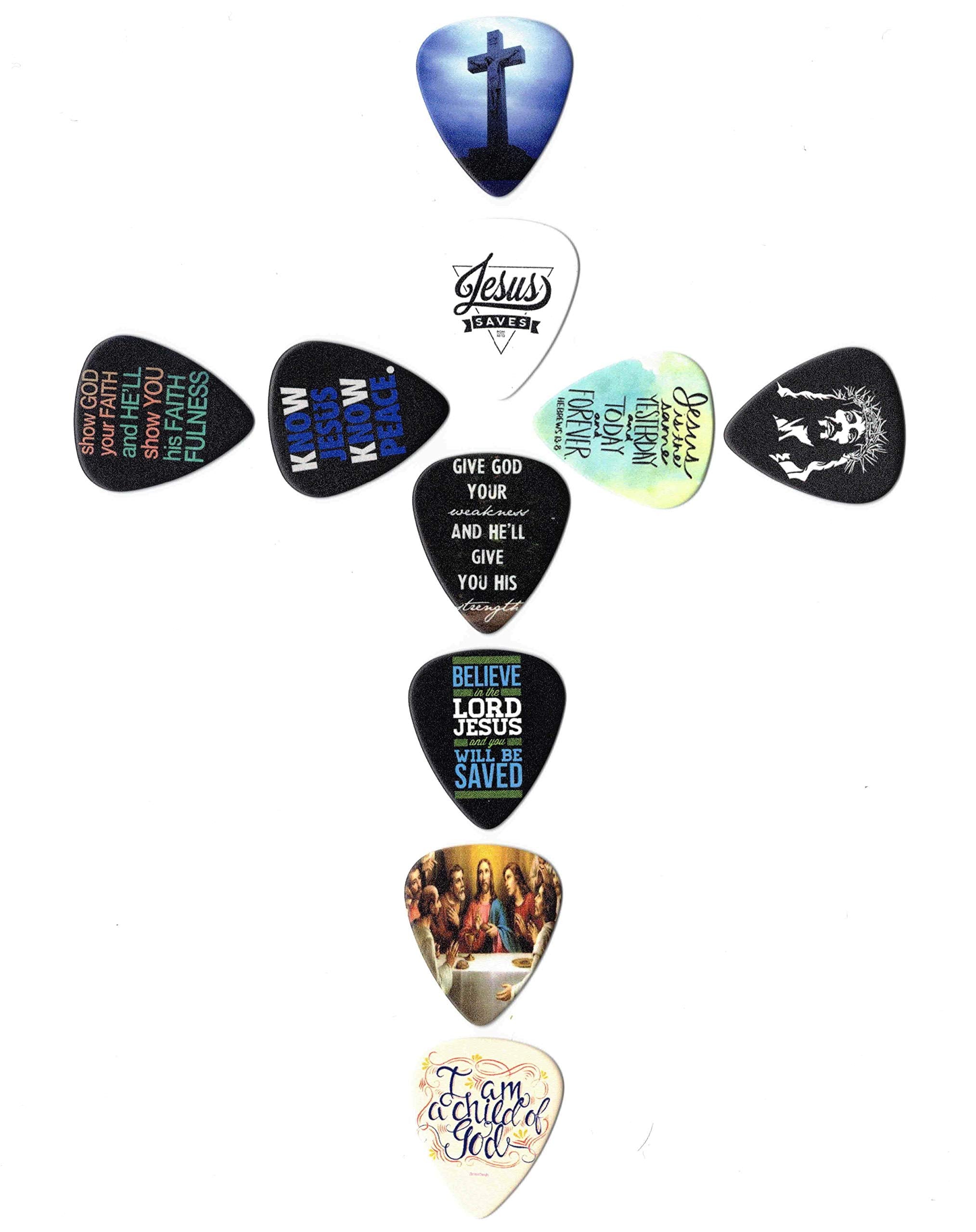Christian Guitar Picks | Jesus Christ Guitar Picks (10 In A Pack) With Pick Holder