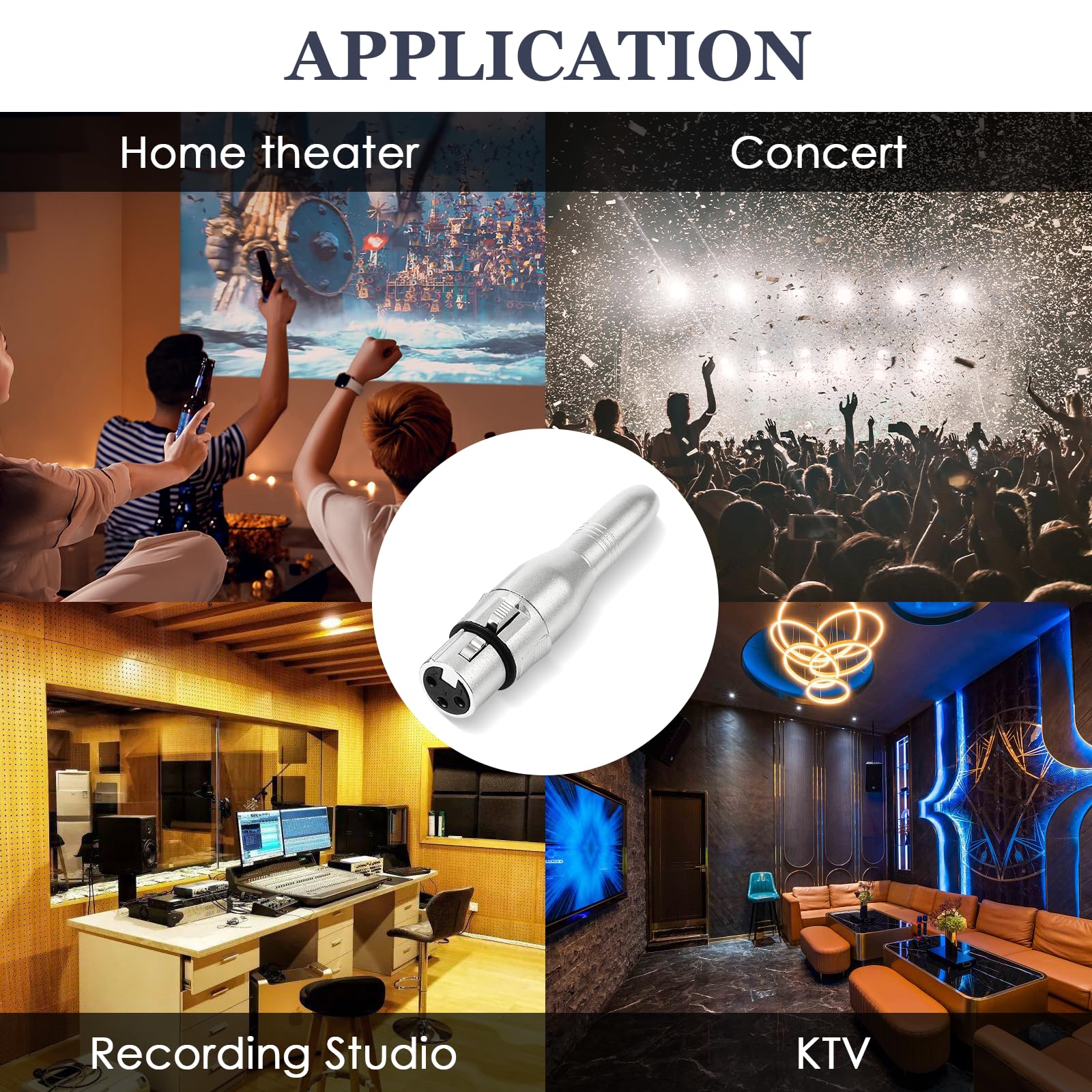 Pegcabac Xlr 3 Pin Female To 1/4'' 6.35Mm Female Jack Socket Audio Adapter, Professional Grade Conversion Adapters, Audio Cable