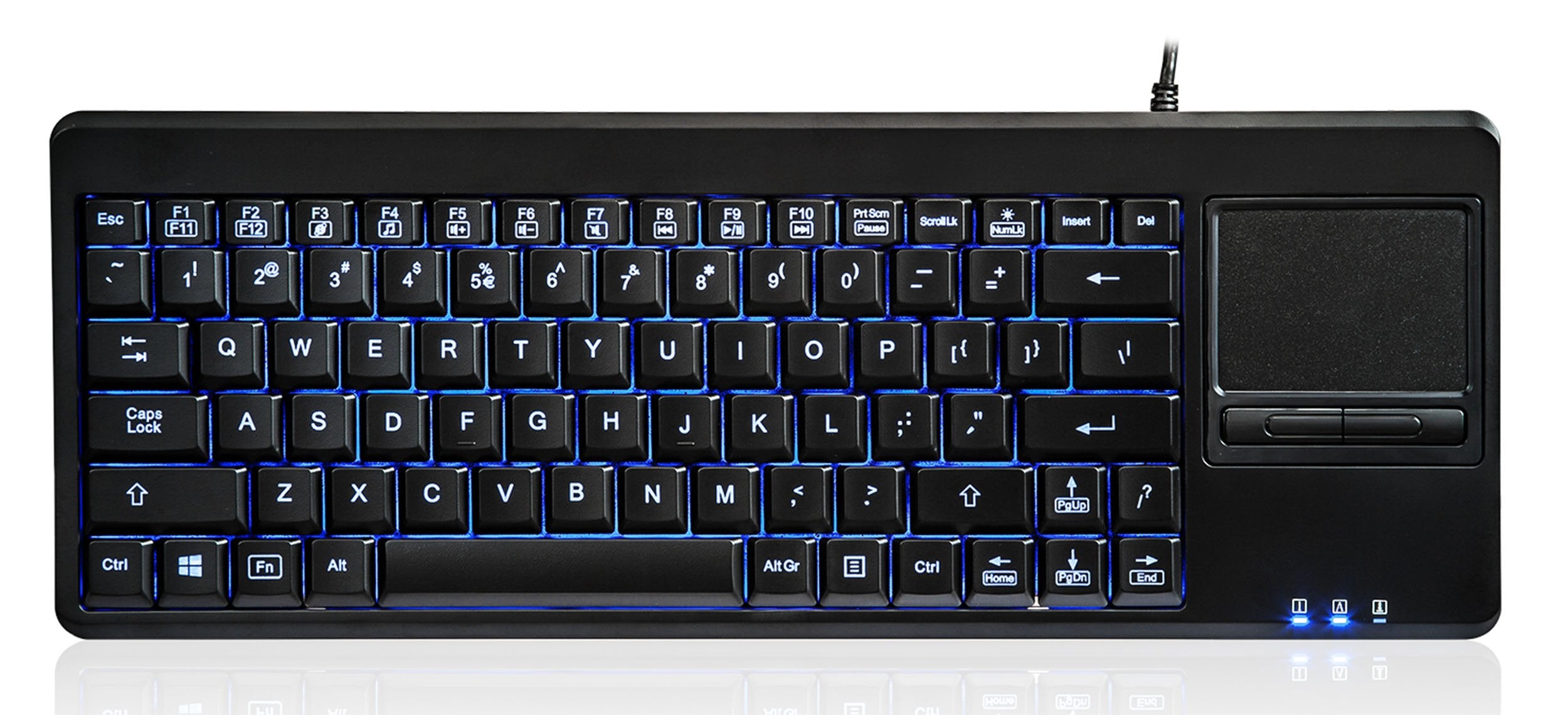 Perixx Periboard 315H, Wired Usb Backlit Keyboard With Touchpad And 2 Usb Ports, Black (10917)