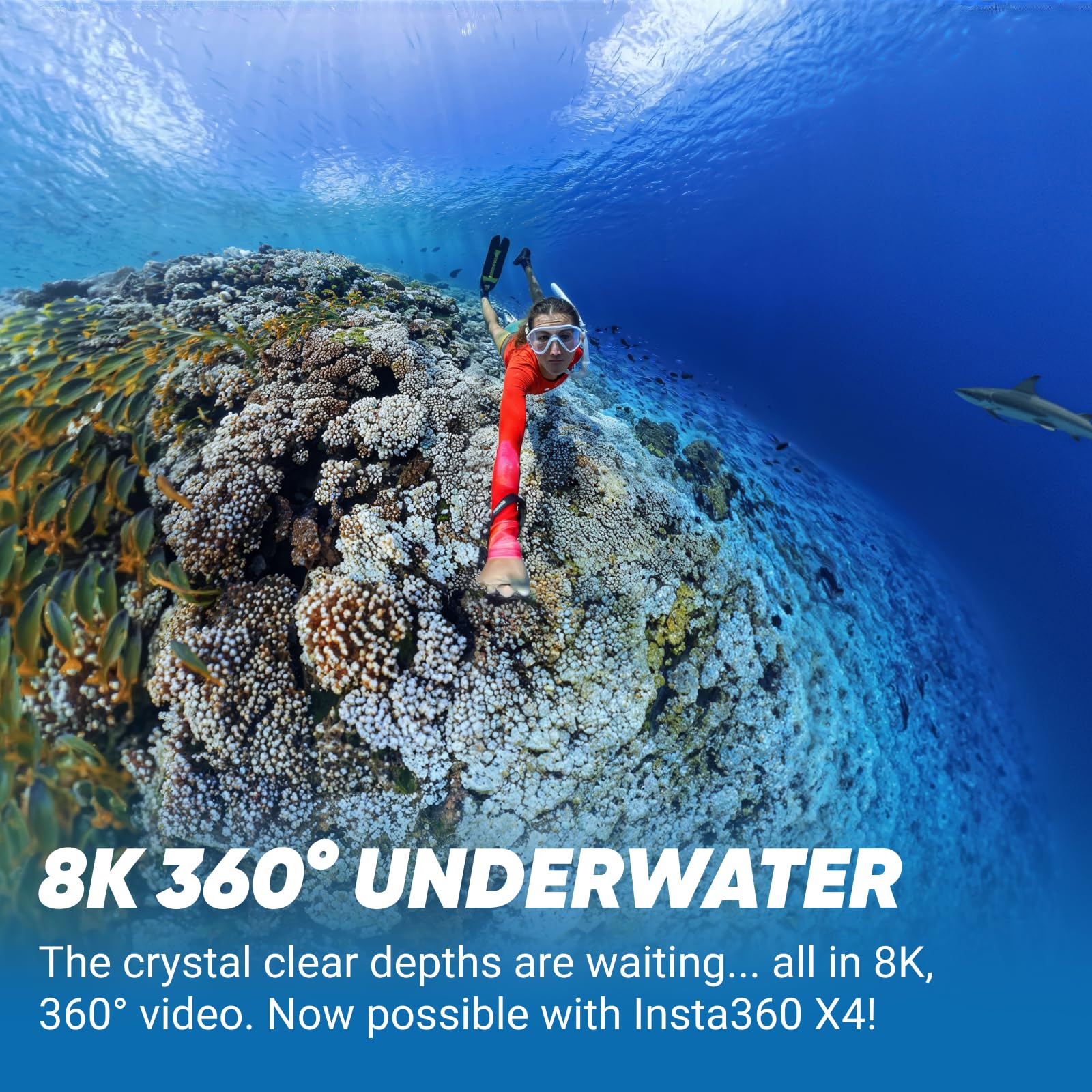Insta360 X4 Invisible Dive Bundle - 8K Waterproof 360 Action Camera, 4K Wide-Angle Video, Invisible Selfie Stick, Removable Lens