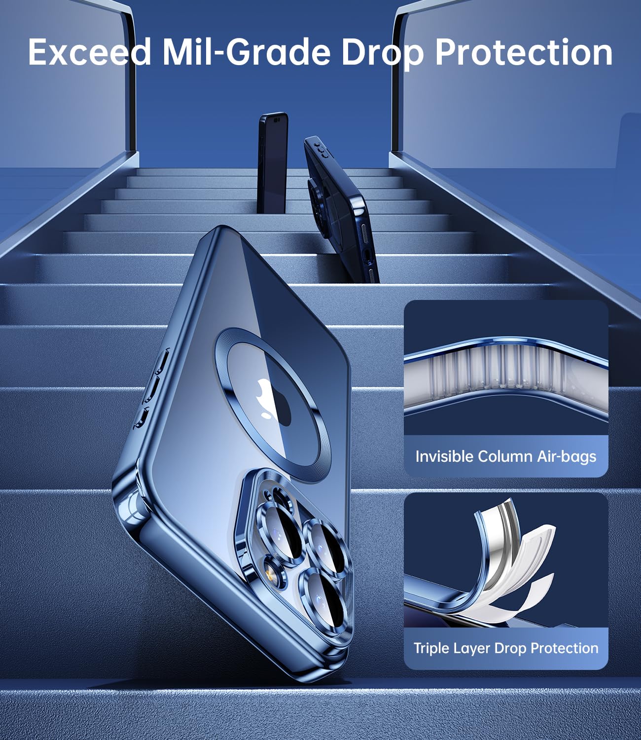 Jueshituo Magnetic Titanium Glossy For Iphone 15 Pro Max Case With Full Camera Protection [No.1 Strong N56 Magnets] [Military Gr