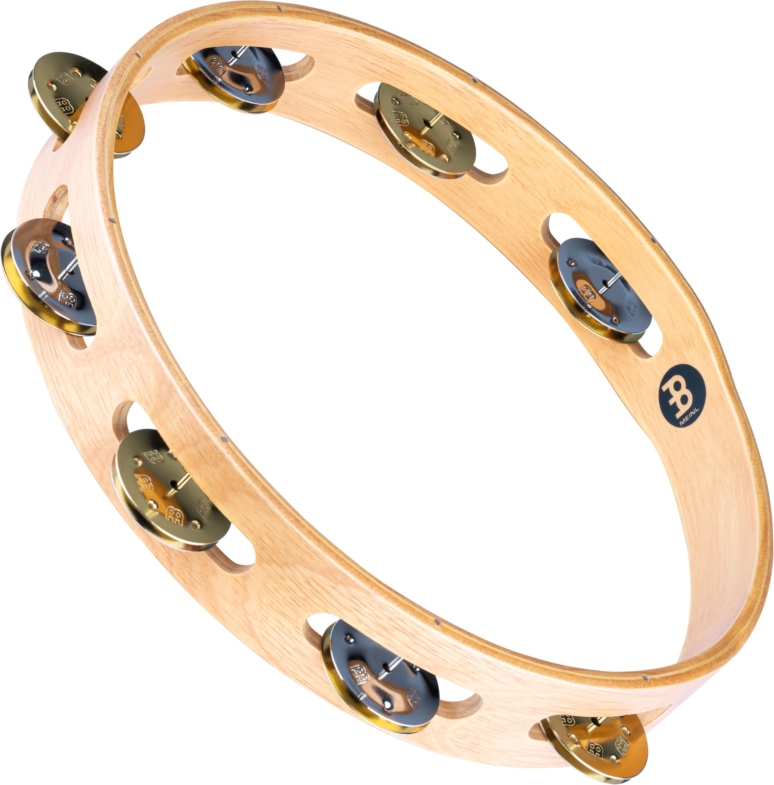 Meinl Percussion TA1MSNT Traditional 10Inch Wood Tambourine with Single Row Dual Alloy Jingles