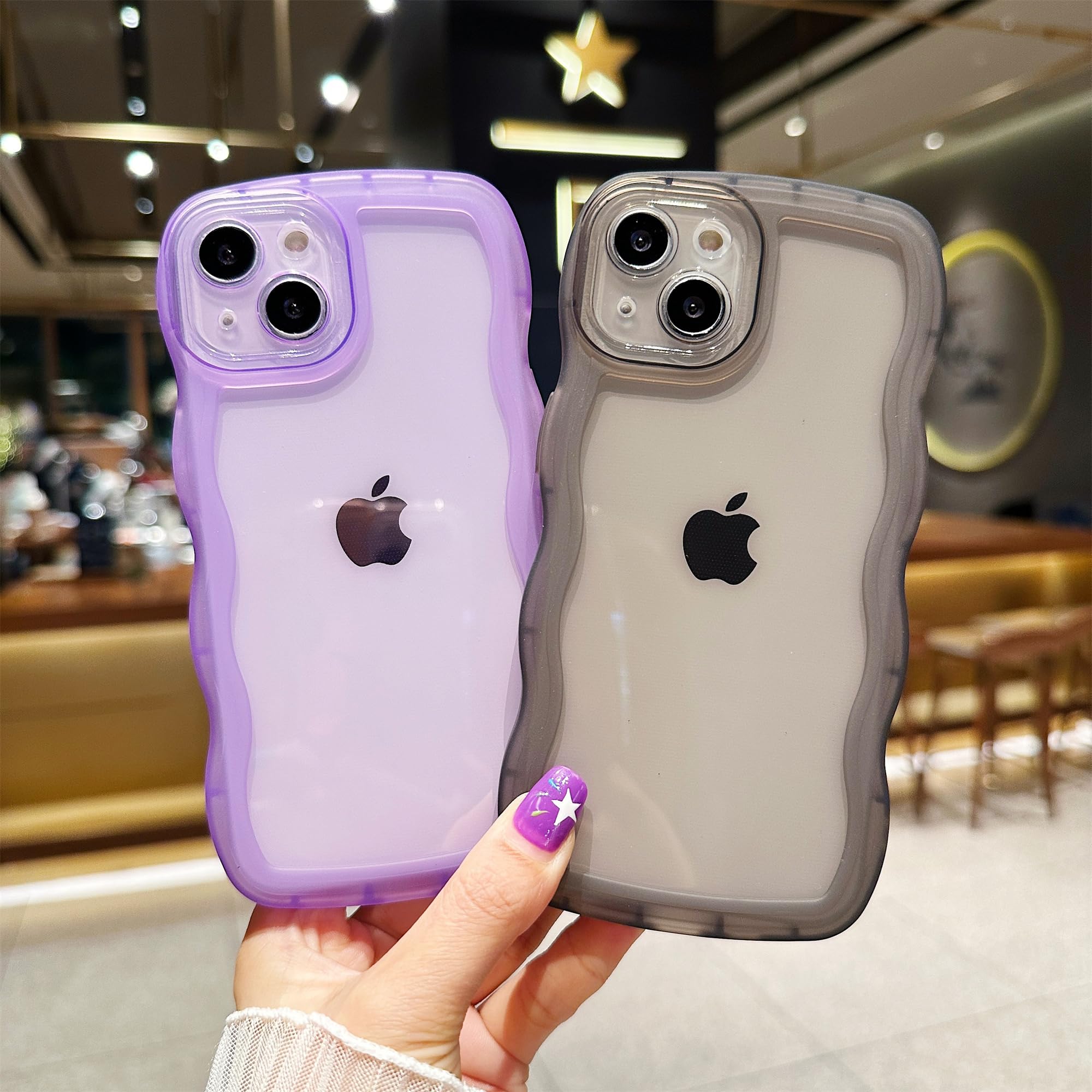 Skylmw Compatible With Iphone 13 Mini Case 5.4'' 2021, Cute Kawaii Curly Wave Frame Shape Soft Silicone Shockproof Protective Ph