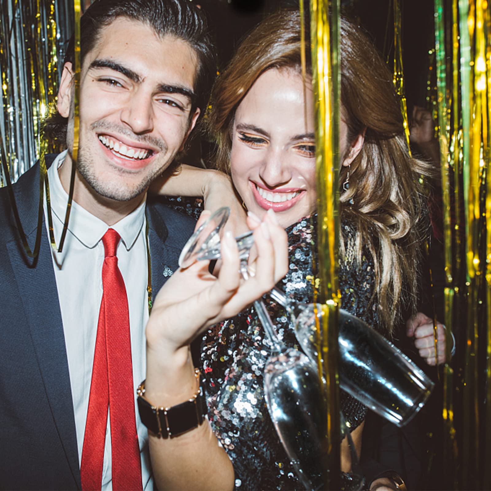 20 Pack Foil Curtain Backdrop Gold Metallic Tinsel Foil Fringe Curtains Photo Booth Props For Birthday Wedding Engagement Baby S