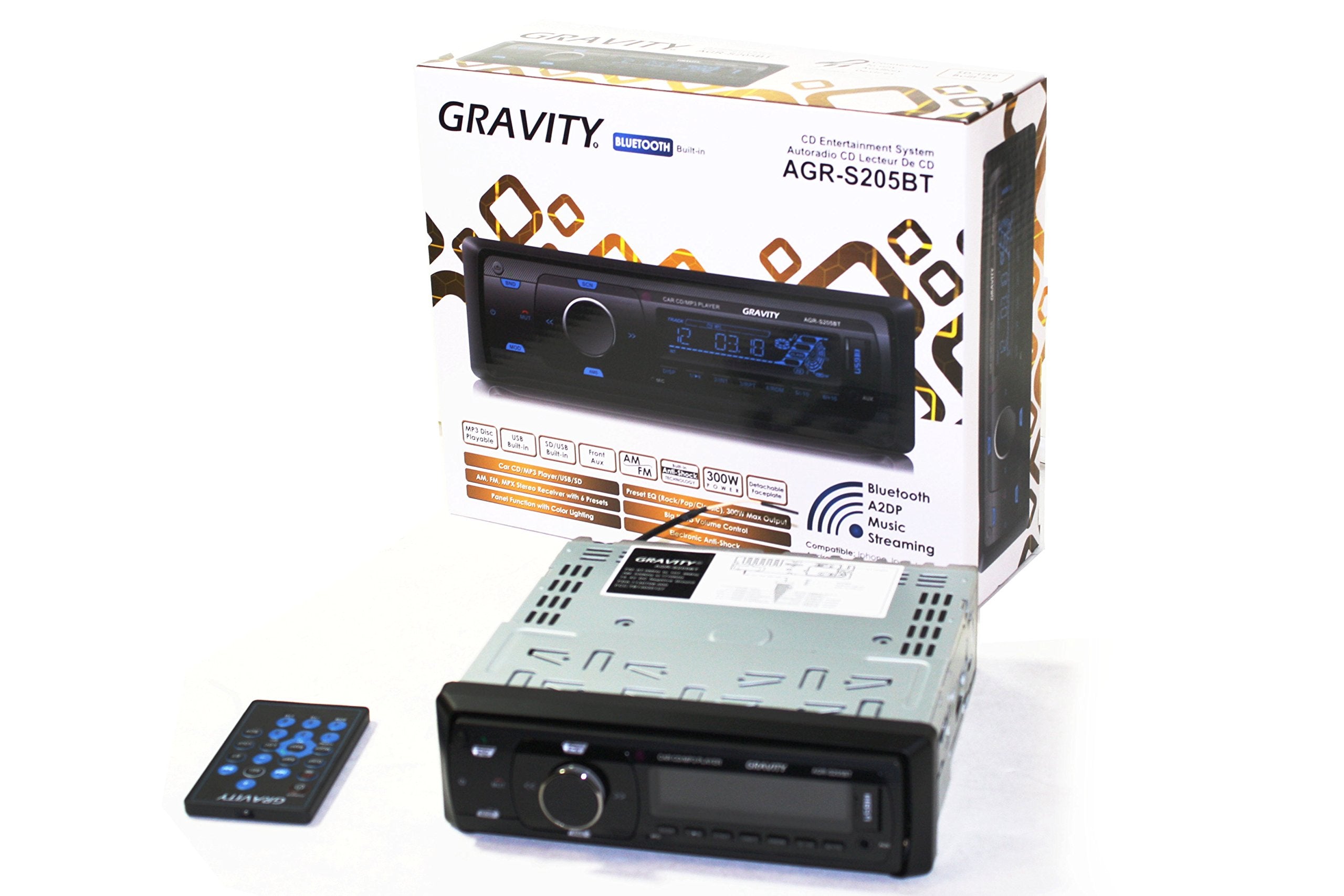 Gravity Agr S205Bt Car Entertainment System Cd Receiver Built In Bluetooth/Sd/Usb/Front Aux Mp3 Disc Playable