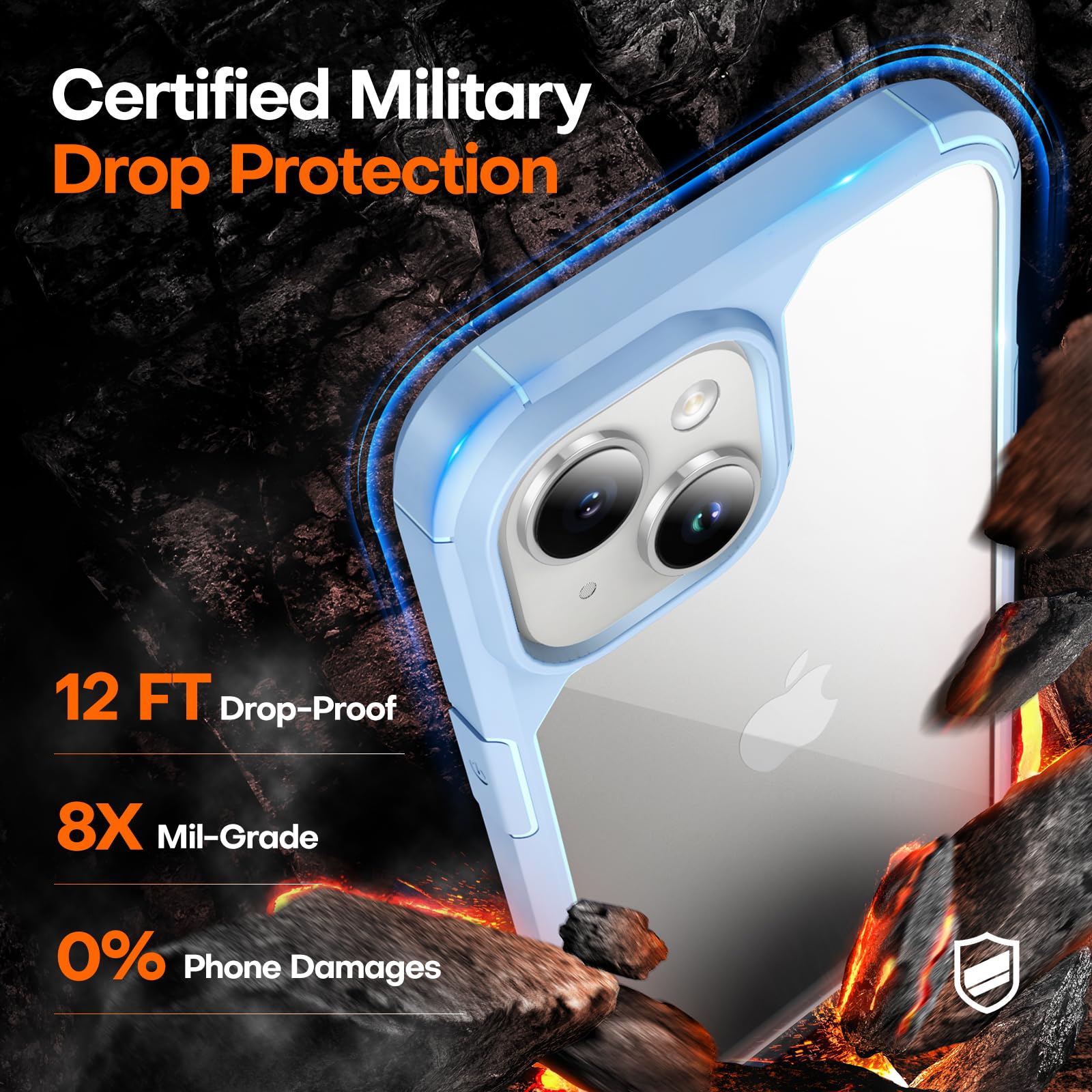 Tauri For Iphone 15 Plus Case, [5 In 1] 1X Clear Case [Not Yellowing] With 2X Screen Protector + 2X Camera Lens Protector, [Mili