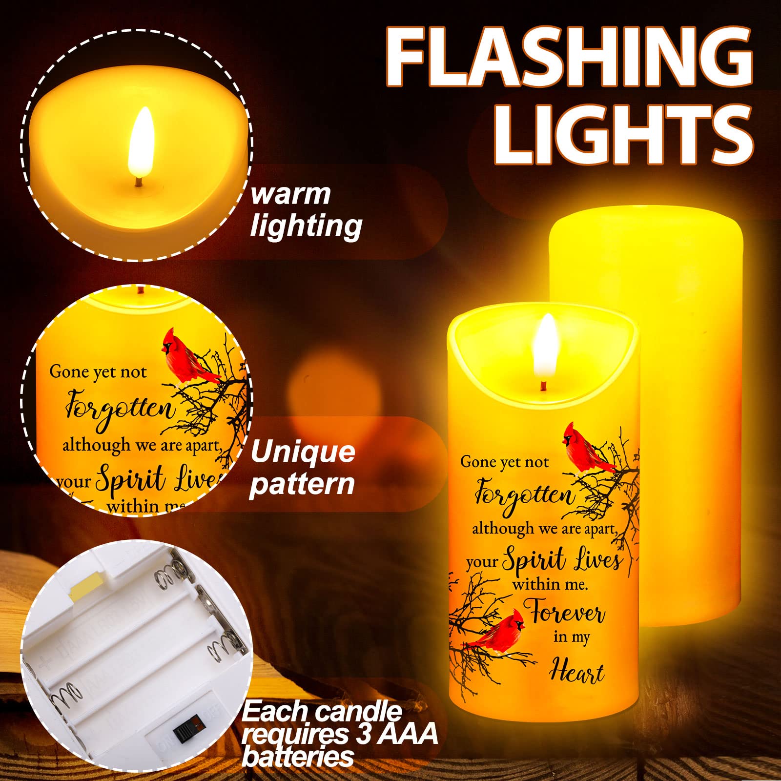 Memorial Candles Memorial Gifts Led Flameless Cardinal Candles For Loss Of Loved One Sympathy Gifts Bereavement Gifts Battery Ca