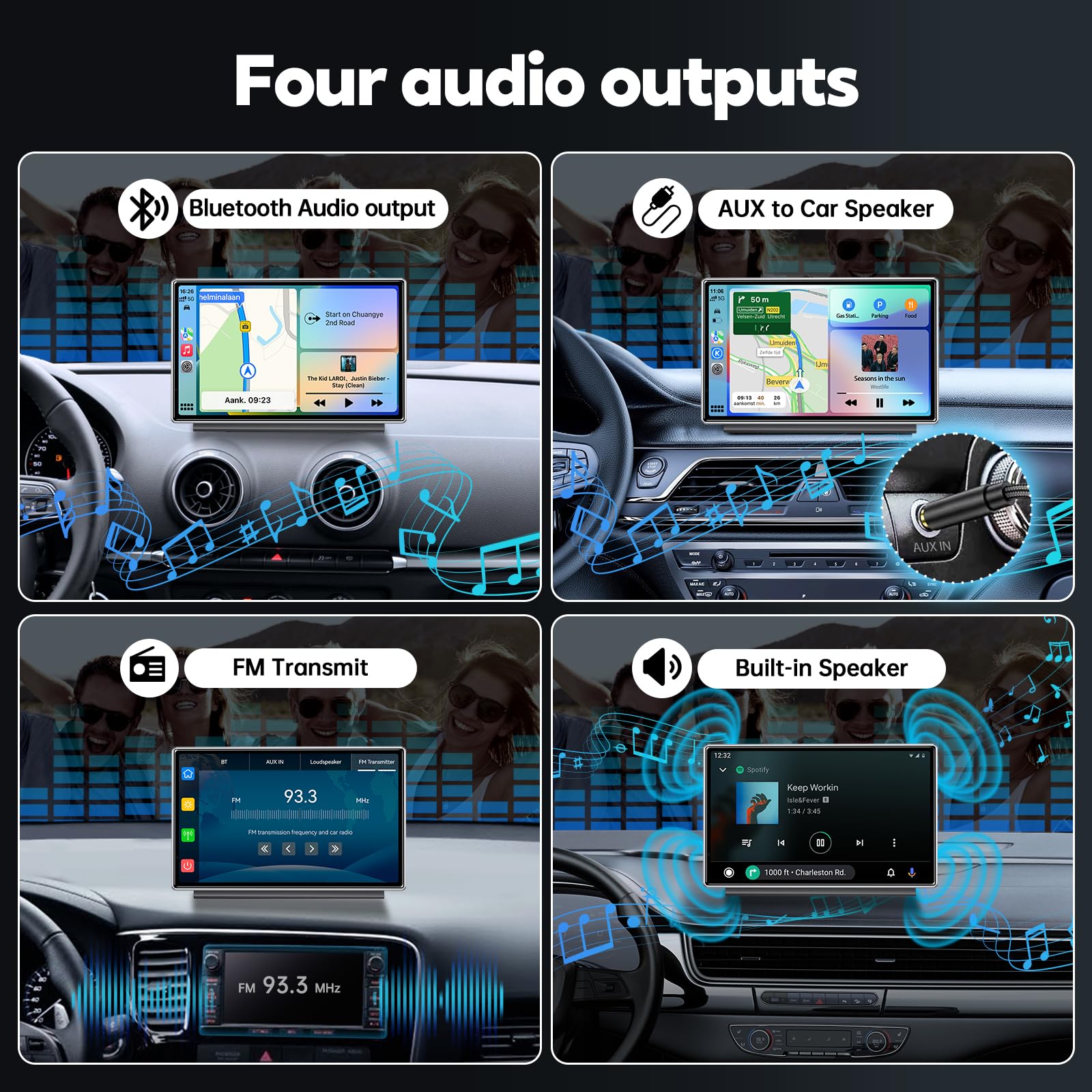 Eoyaa Upgrade Wireless Carplay Screen, Android Auto, Portable 7'' Hd Ips Screen For Car, Gps Navigation, Bluetooth Handsfree, Ai