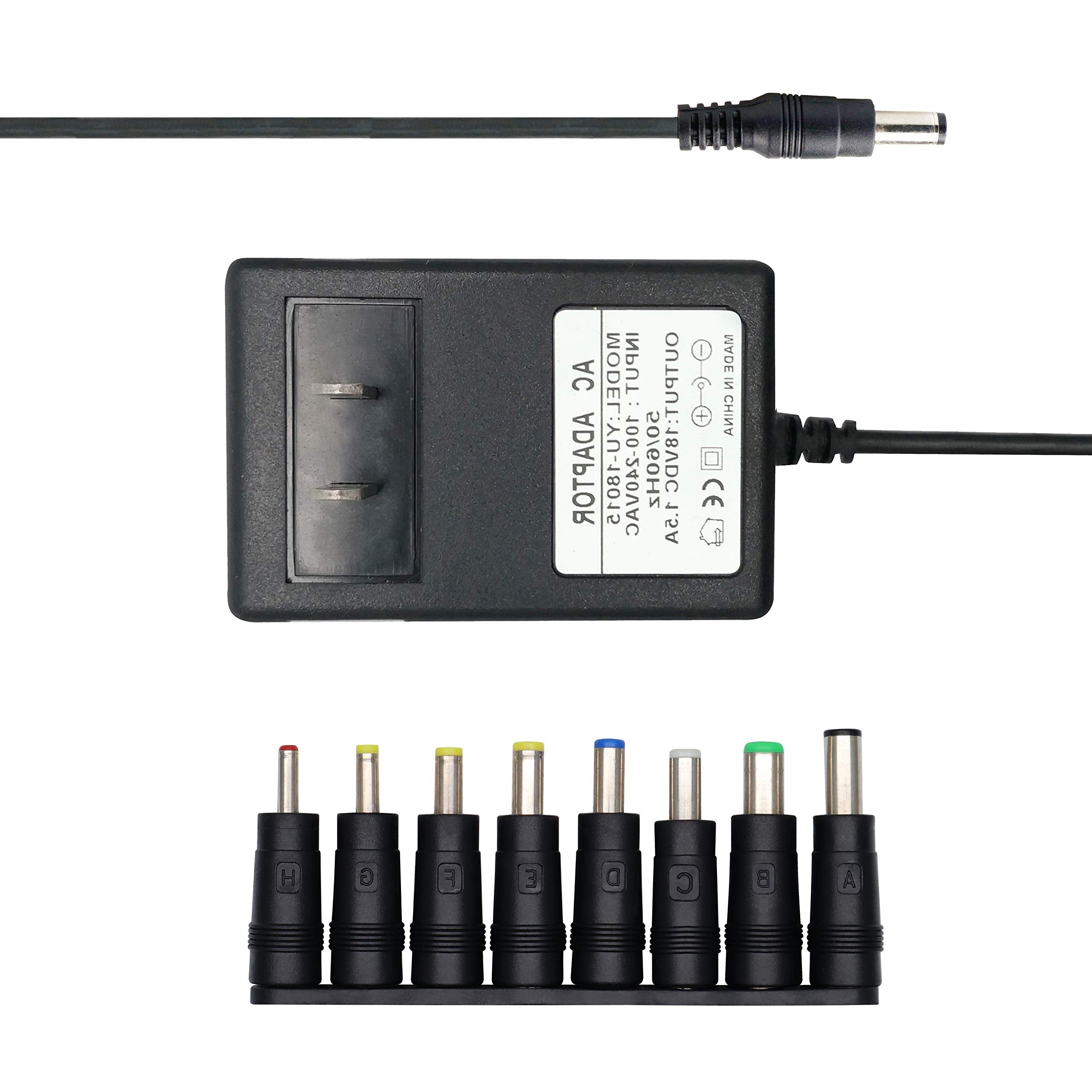 Excelity Dc 18V 650Ma 1A 1.5A(Max) Wall Charger Power Supply Switching Adapter With Tips 5.5 X 2.5Mm / 5.5 X 2.1Mm
