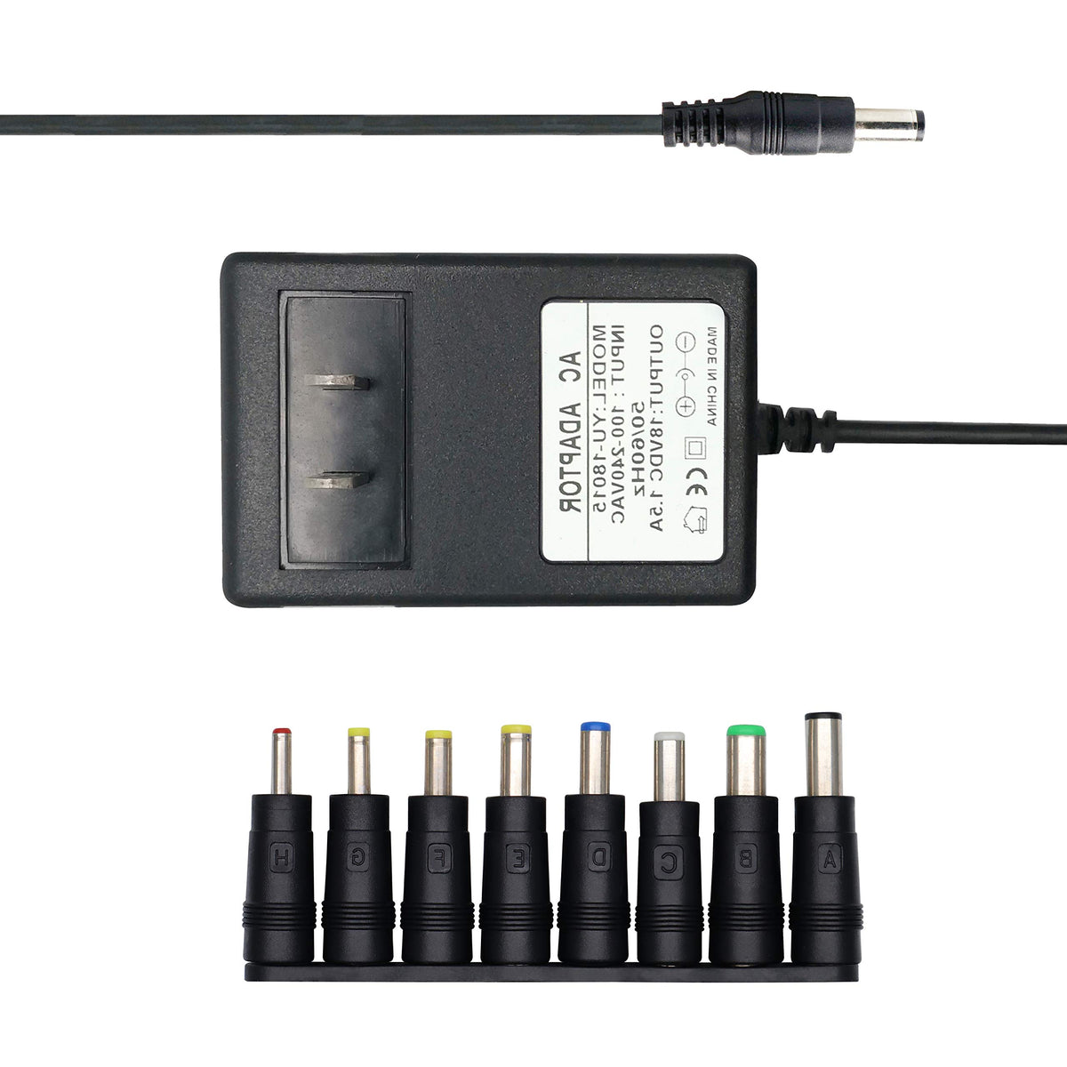 Excelity Dc 18V 650Ma 1A 1.5A(Max) Wall Charger Power Supply Switching Adapter With Tips 5.5 X 2.5Mm / 5.5 X 2.1Mm