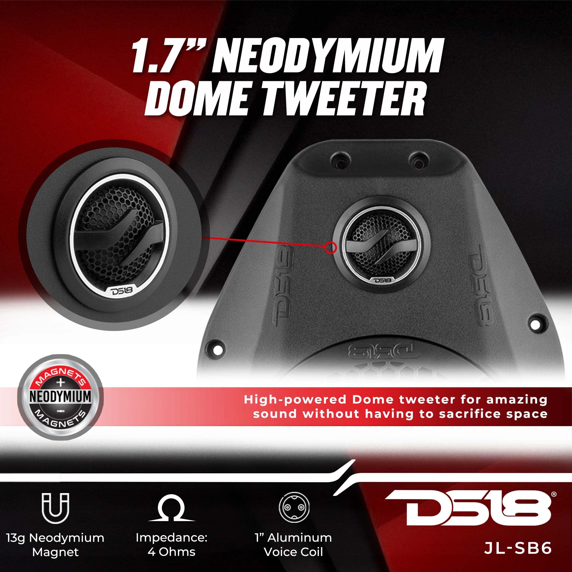 Ds18 Jl-Sb6 Plug & Play Sound Bar Enclosure Upgrade With 6.5 Neodymium Mid-Range And Tweeter Compatible With Jeep Wrangler Jl/Jl