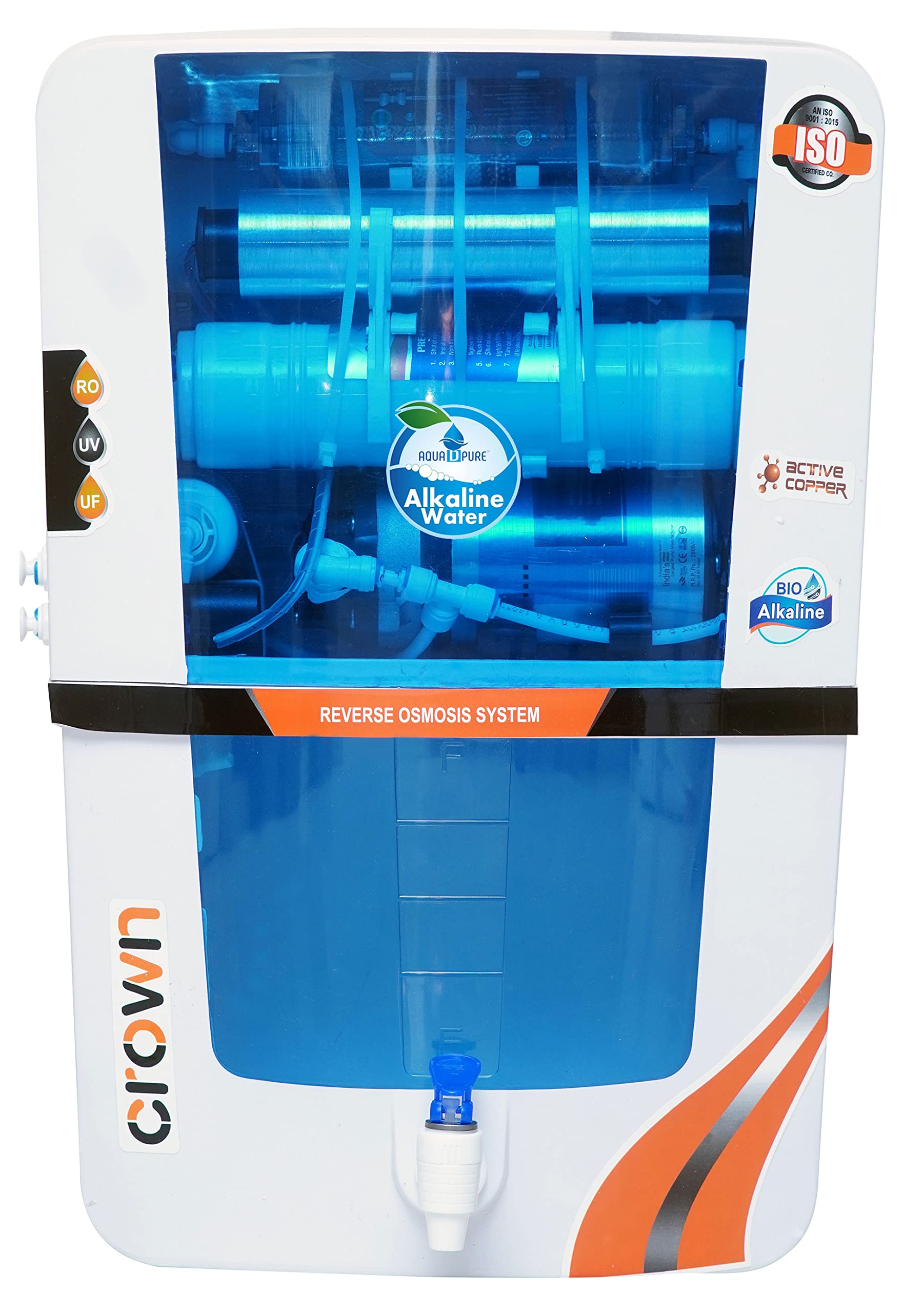 Aqua D Pure Bio Alkaline With Advanced Copper Ro Water Purifier With Ro, Uv, Uf, Tds Adjuster 12L | 8 Stage Purification | Suita