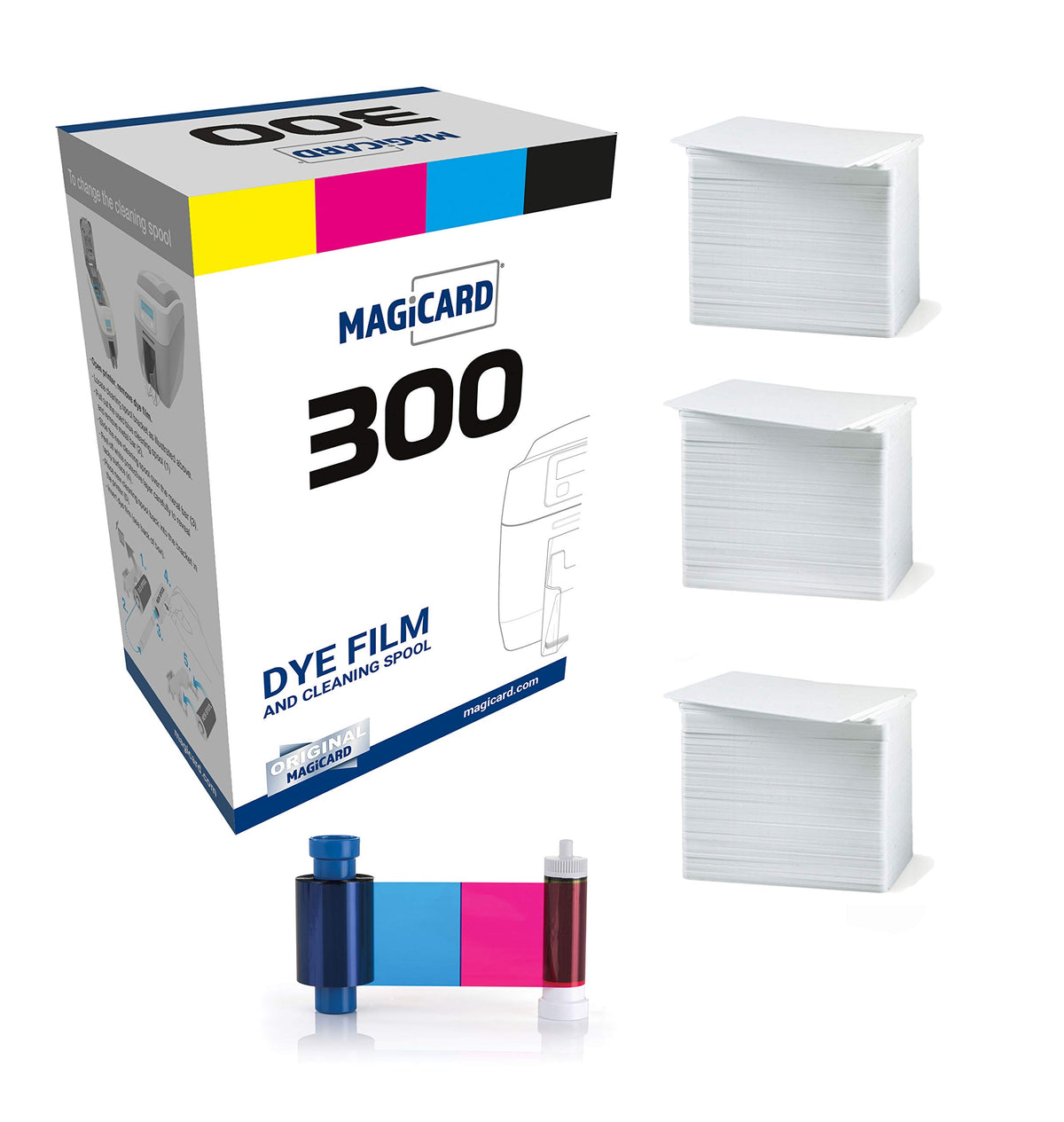 Magicard 300 Printer Mc300Ymcko Color Ribbon   Ymcko   300 Prints With Bodno Premium Cr80 30 Mil Graphic Quality Pvc Cards   Qty