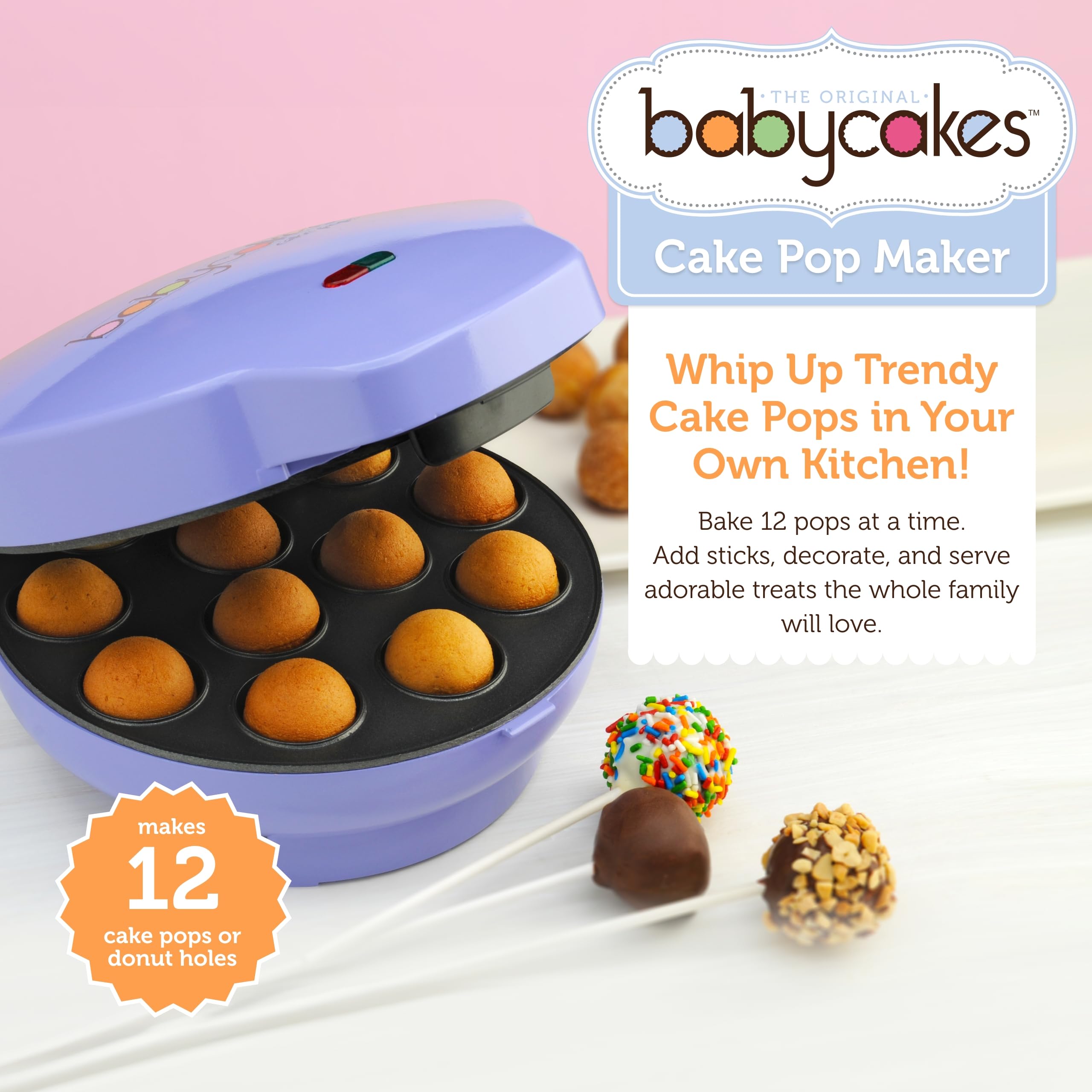 Babycakes Cp 12 Cake Pop Maker, 12 Cake Pop Capacity, Purple