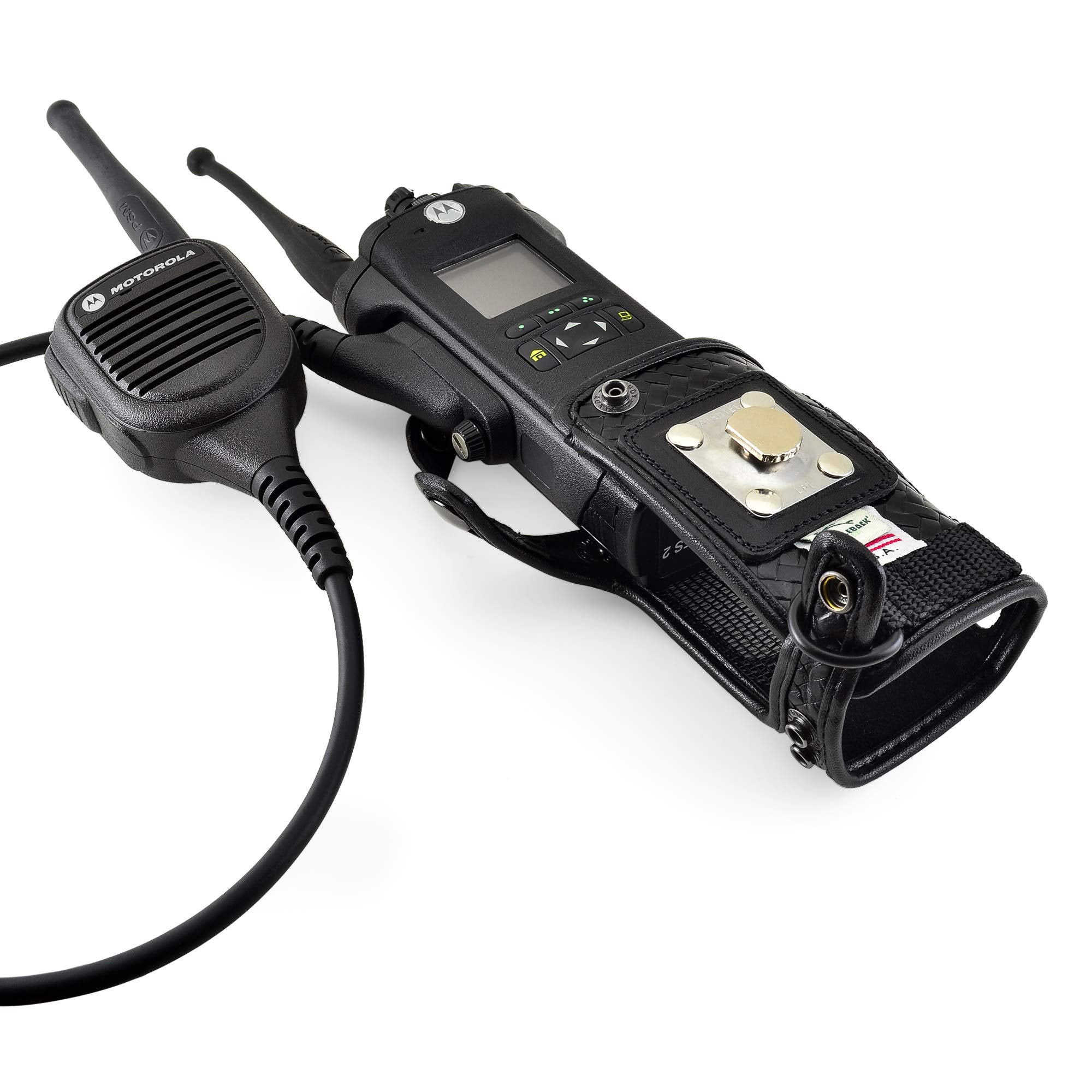 Turtleback Radio Holster For Motorola Apx6000   Durable Basket Weave Leather Radio Holster With Heavy Duty Ratcheting 2.25'' Bel