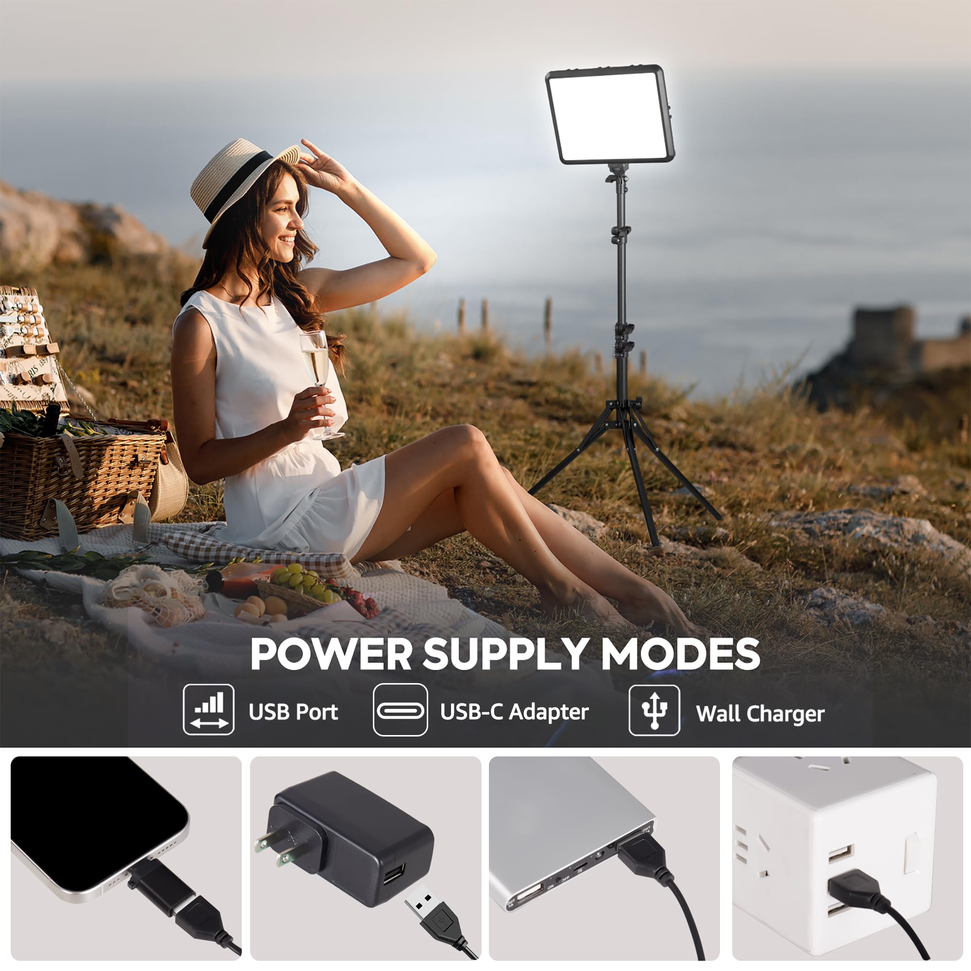 2 Pack Led Photography Lighting Kit, Arsoer 15W Bi Color Video Light Kit, 2800 6500K Led Light Cri 97+, Studio Light With 70