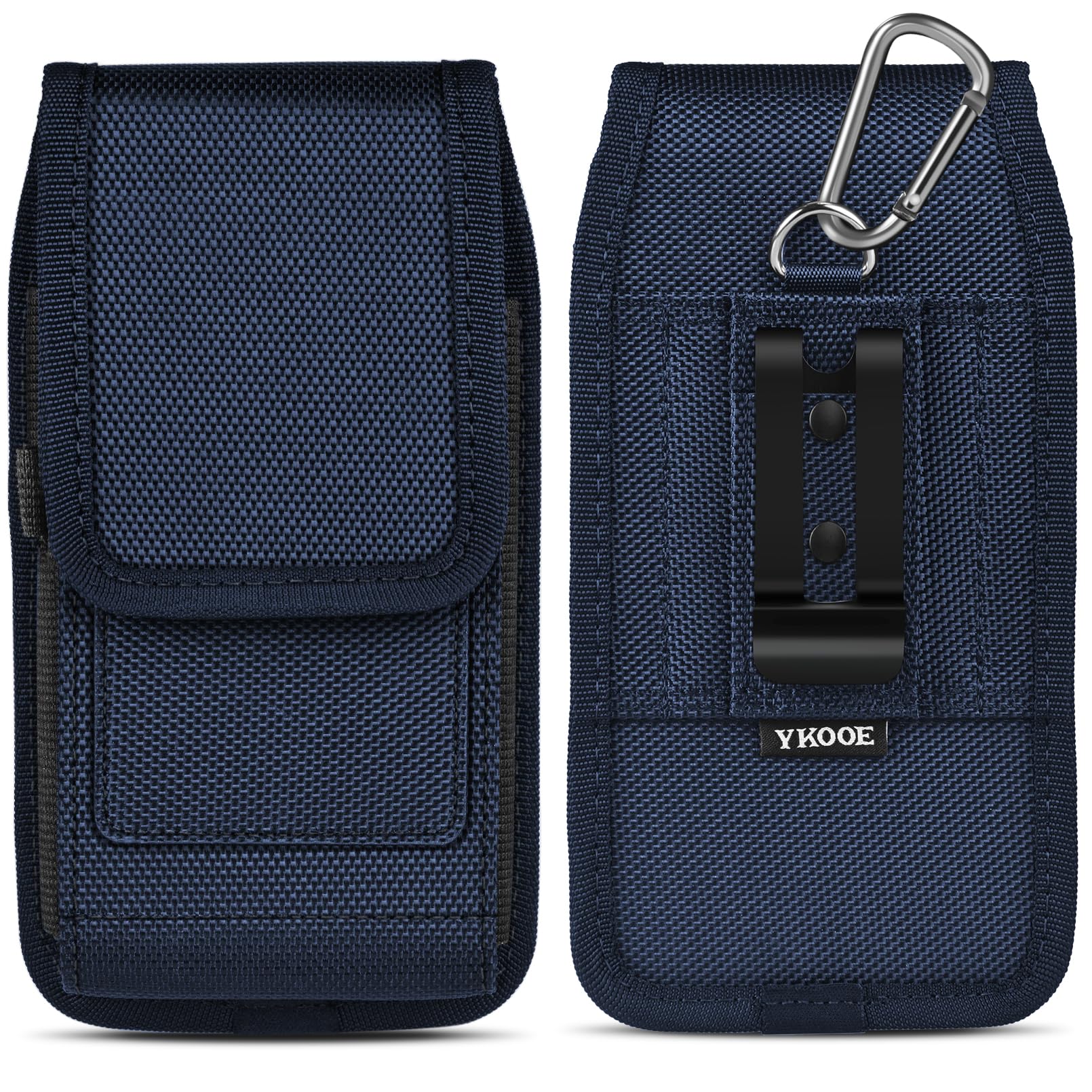 ykooe Cell Phone Holster Compatible with iPhone 16/15/14/13/12 Pro Max & Plus Models - Belt Clip and Card Holder, Blue, XL