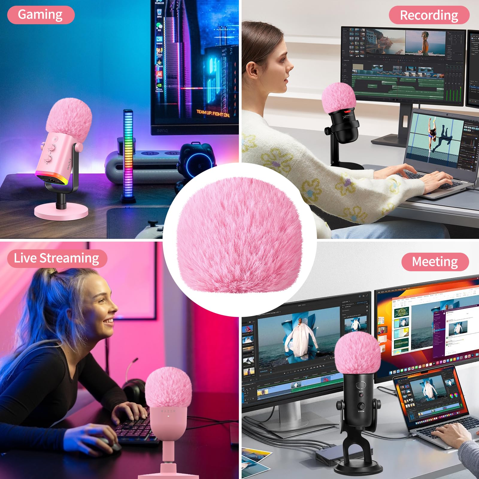 Microphone Pop Filter For Blue Yeti, Yeti Pro, Yeti X, Nano, Am8, Solocast And More Usb Mics, Asmr Microphone Windscreen Muff, F