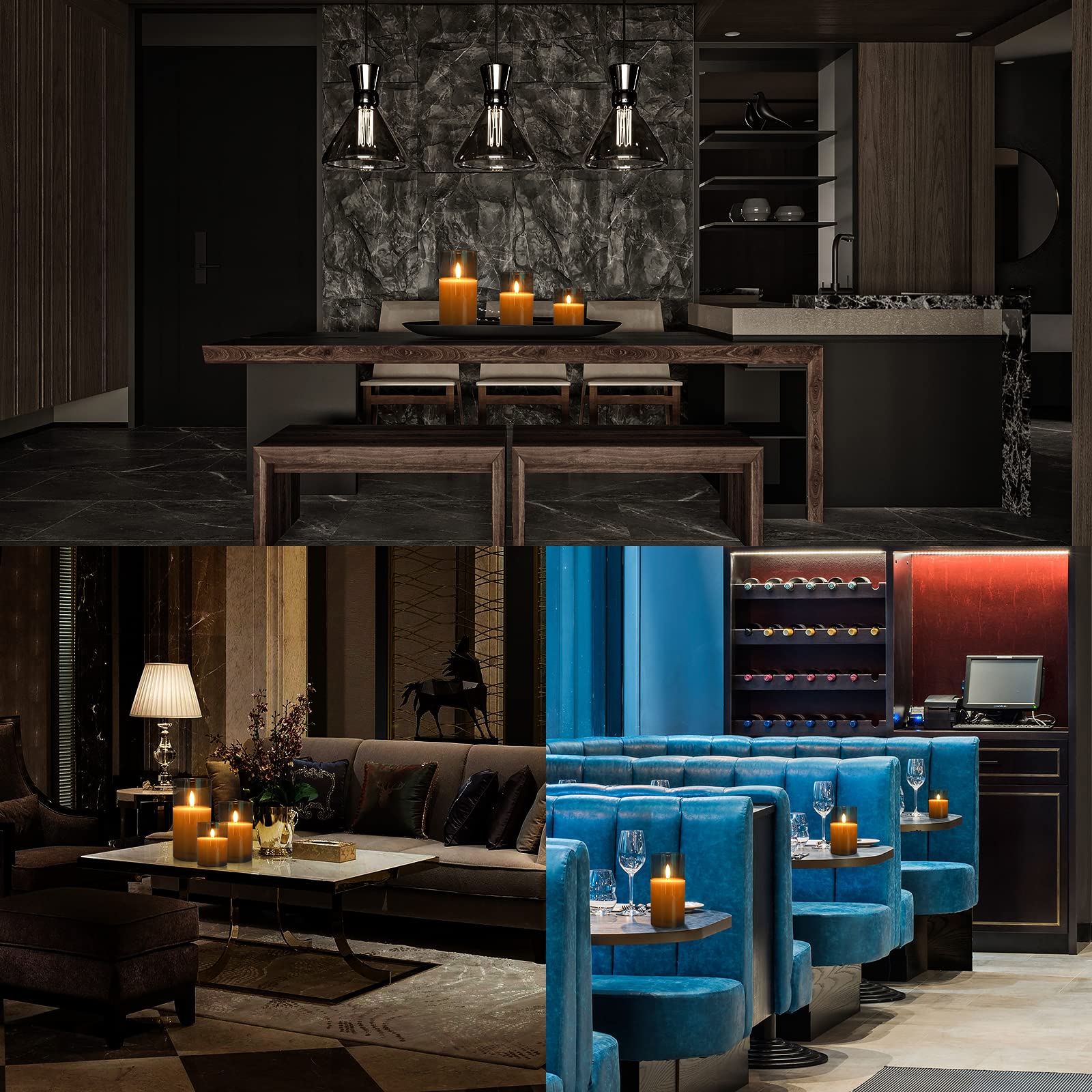 Rechargeable Led Flameless Candles Flickering With Timer & Remote Control, Built-In Battery Led Candles, Gray Glass Candles Gift