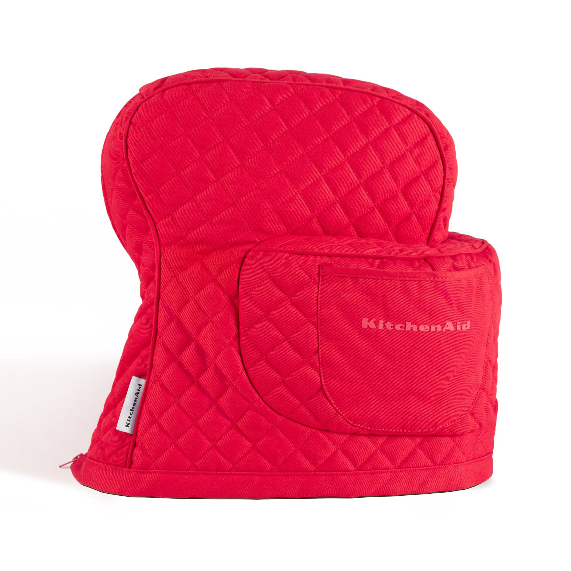 KITCHENAID Fitted Tilt-Head Stand Mixer Cover with Storage Pocket, Quilted 100% Cotton,14.4x18x10, Passion Red