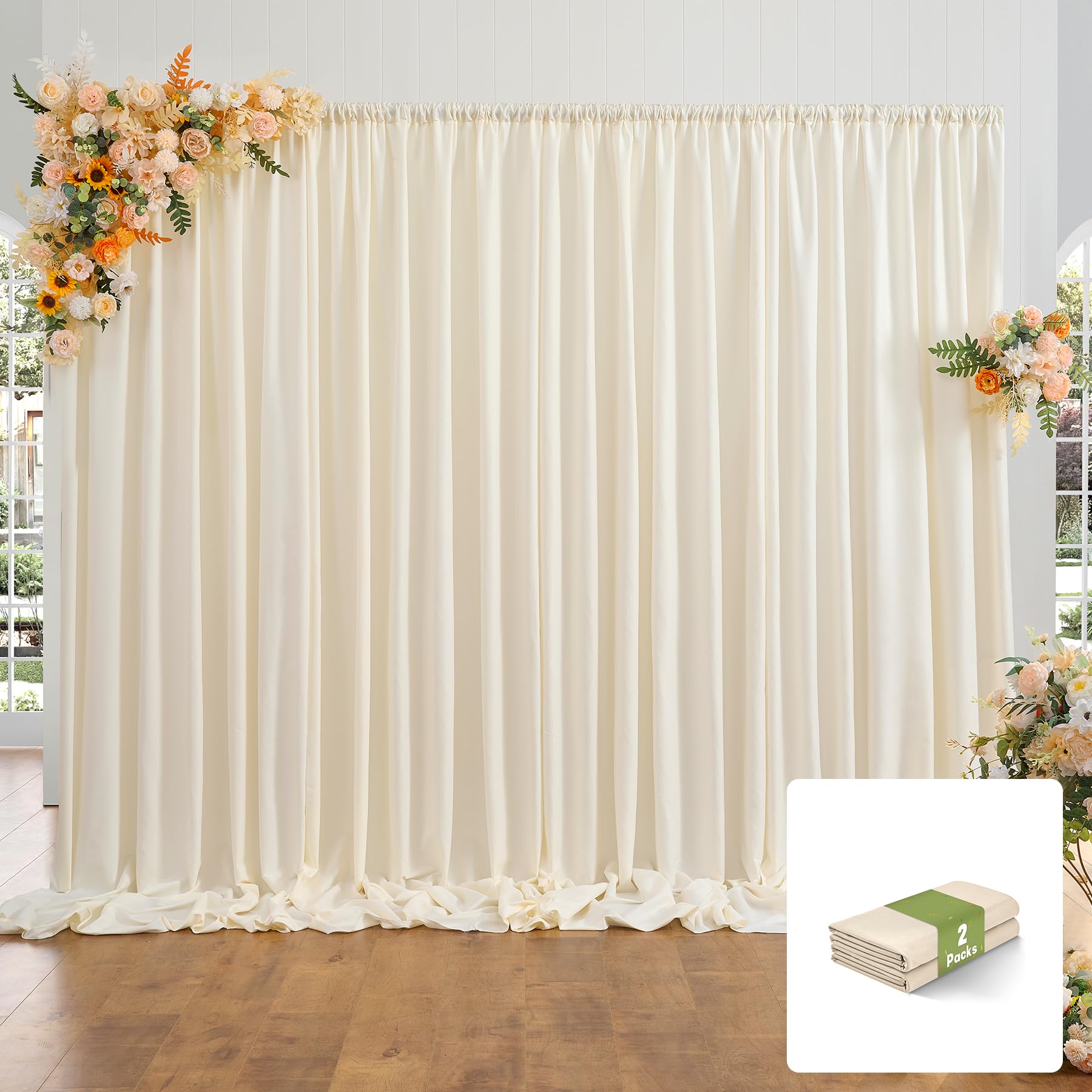 10X10Ft Black Backdrop Curtains For Party, 2 Panels 5X10Ft Thick Polyester Backdrop Drapes, Wrinkle Resistant Photography Backgr