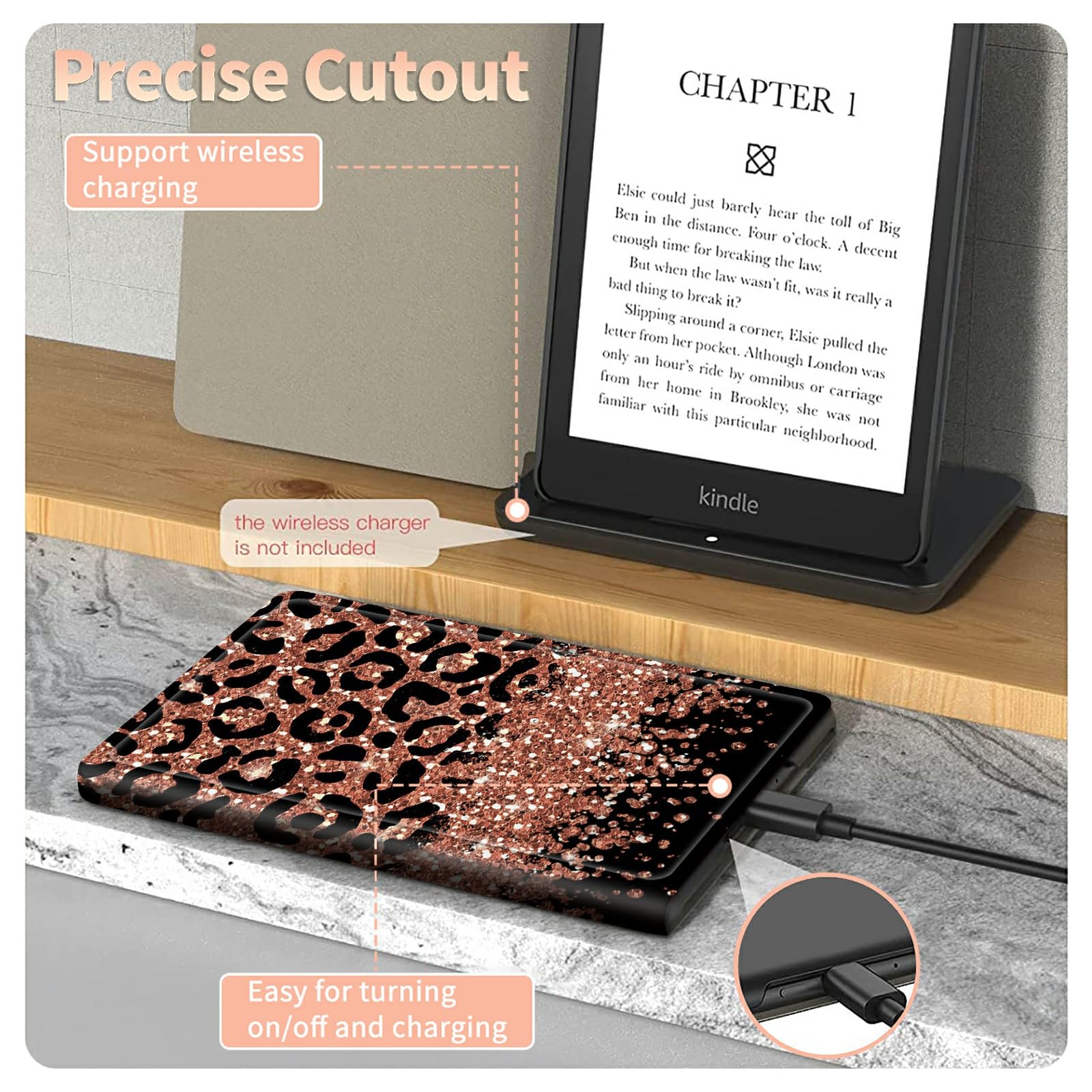 Leopard Glitter Case For All New Kindle Fire Hd 8 And Fire Hd 8 Plus Tablet (12Th/10Th Generation, 2022/2020 Release), Shockproo