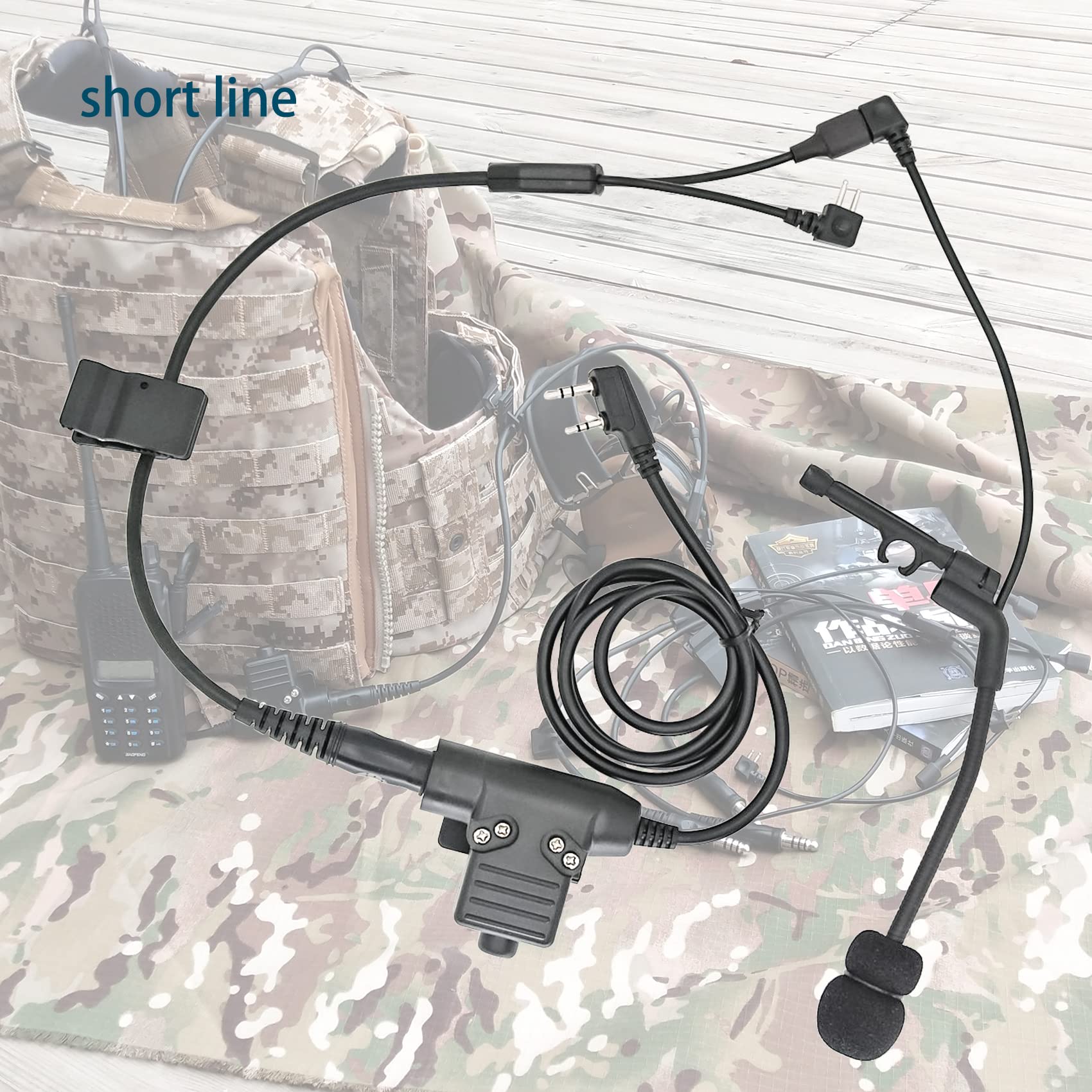 Combatgear Y Cable Connector Boom Microphone K U94 Ptt Compatible With Comta Headsets Short