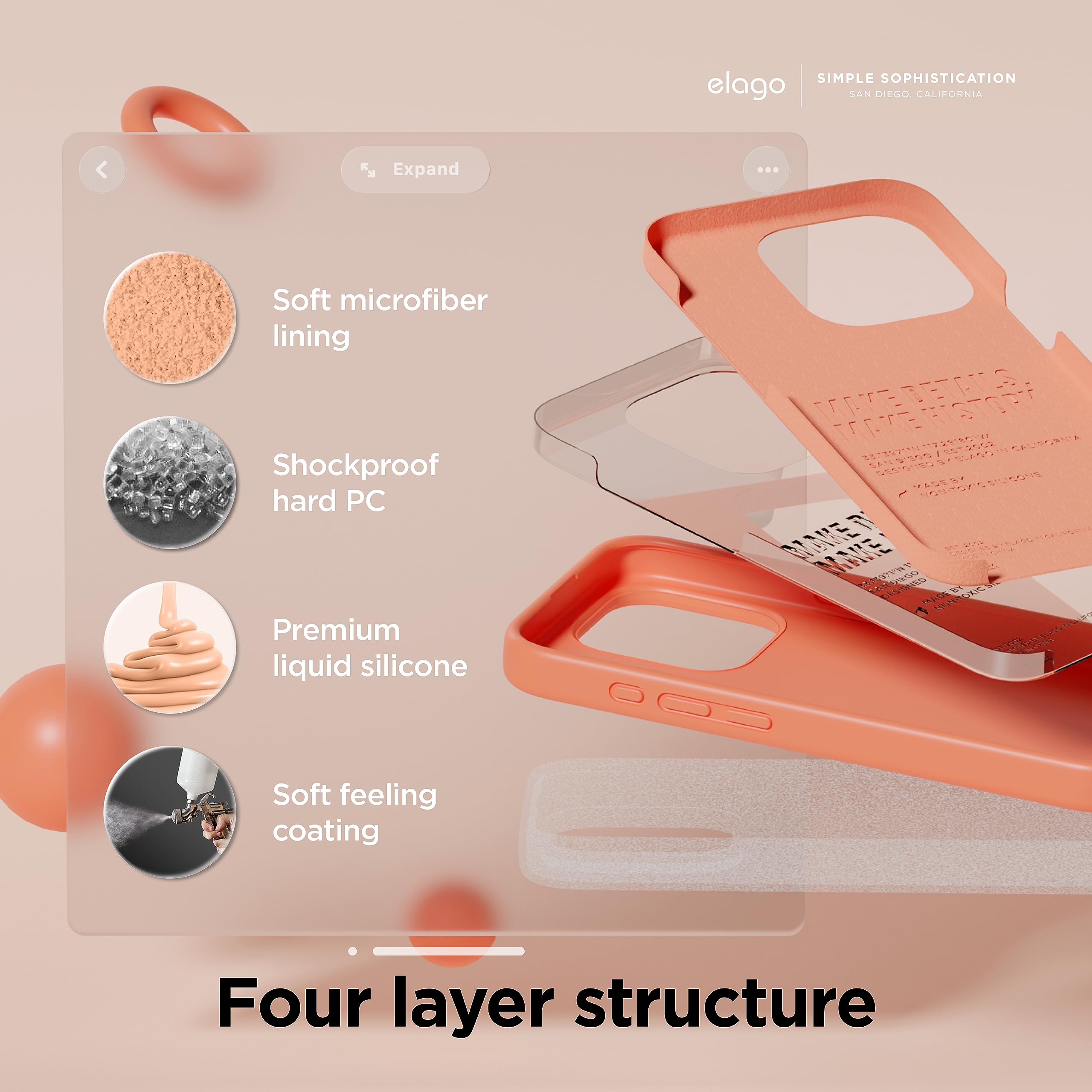 Elago Liquid Silicone Case Compatible With Iphone 15 Pro Max Premium Full Body Protection Case [4 Layer Shockproof Structure], S