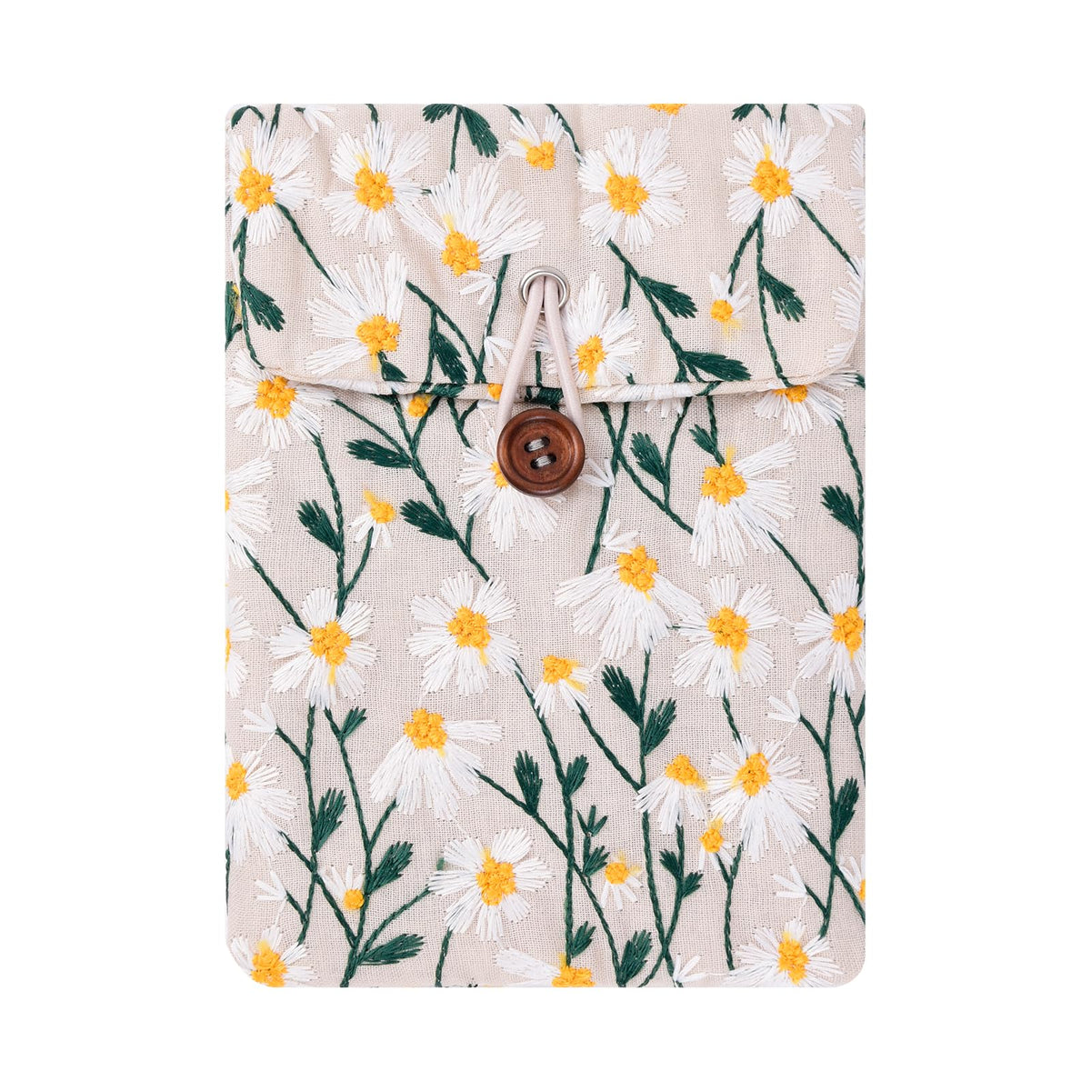 Embroidery Daisy Sleeve Pouch For 6 Inch Ebook/E Reader/Kindle (White Beige)