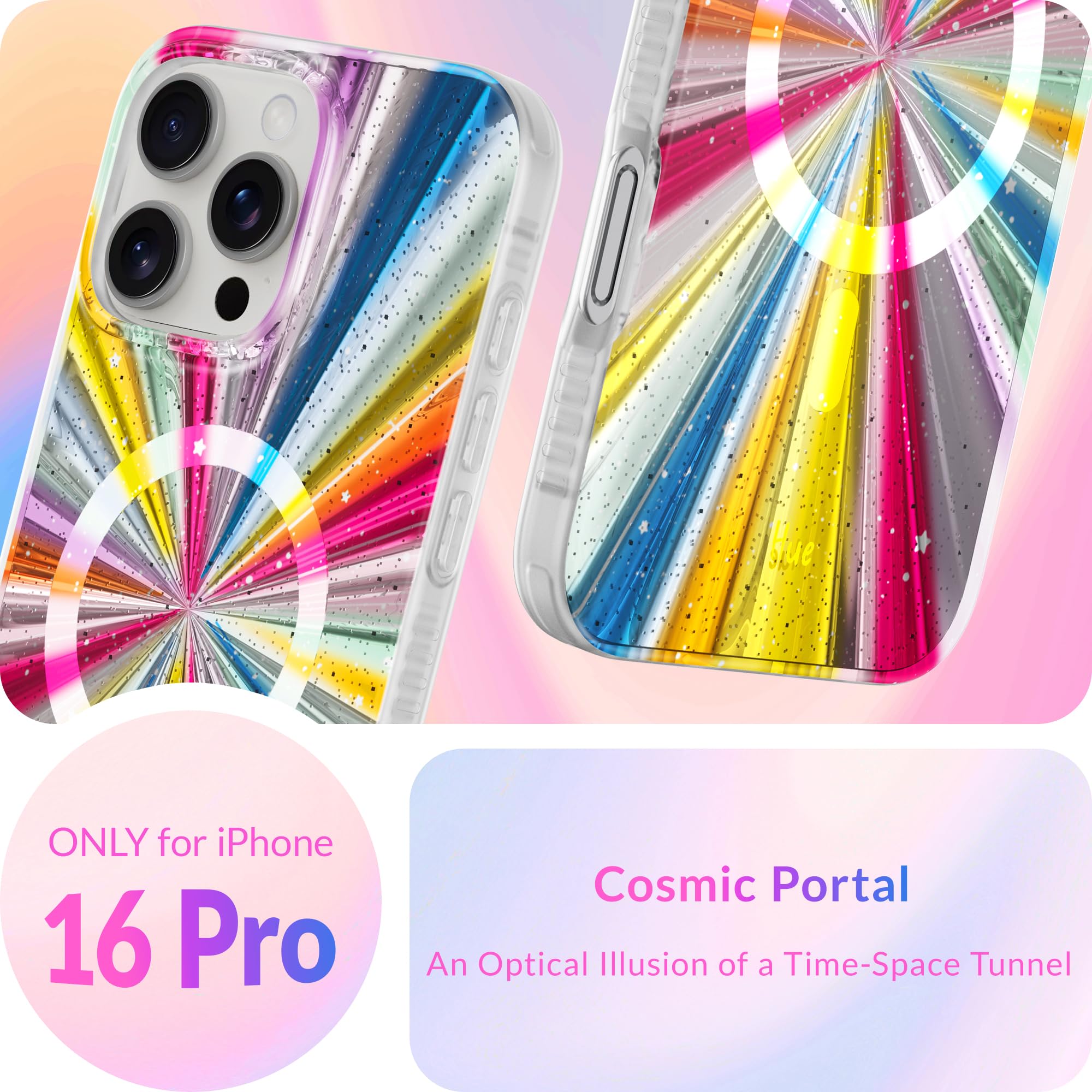 Lonli Hue   For Iphone 16 Pro Case [Compatible With Magsafe]   Cosmic Portal Phone Case   [360 Shock Absorbent Bumper]   Cute, U