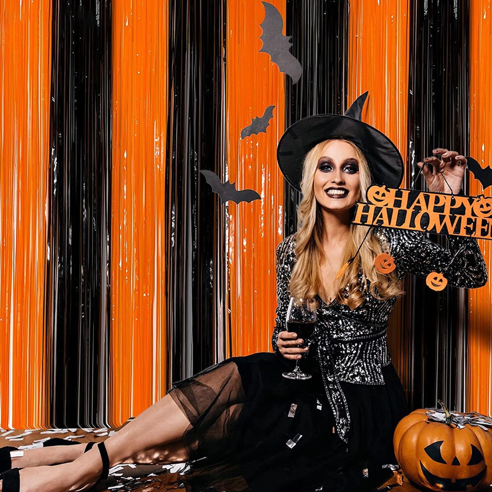 Dazzle Bright 4 Pack Backdrop Curtain, 3Ft X 8Ft Metallic Tinsel Foil Fringe Curtains Photo Booth Background For Baby Shower Bir