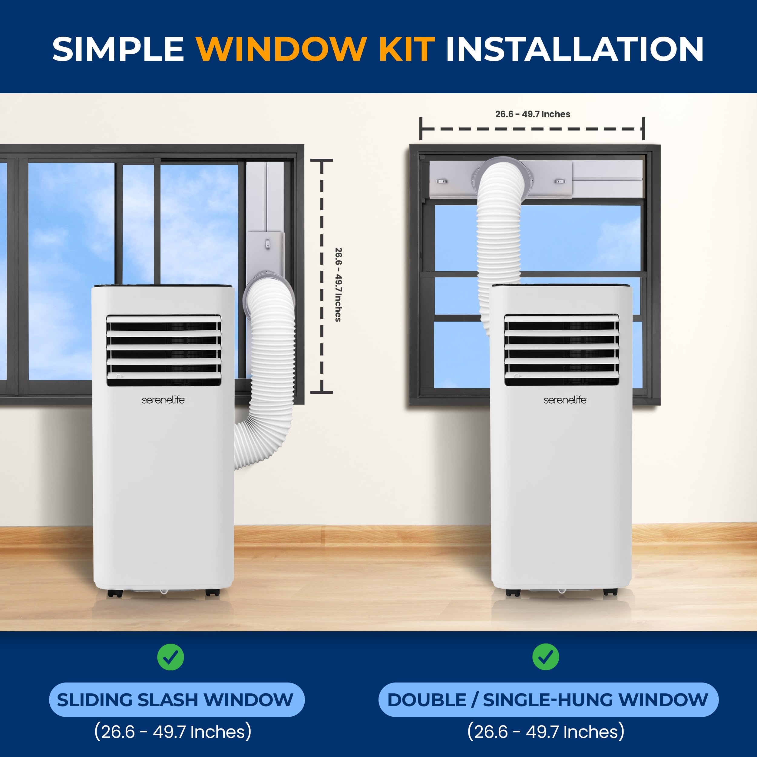 Serenelife Portable Conditioner, 8000 Btu 3-In-1 Compact Standing Air Conditioner For Rooms Up To 300 Sq. Ft., Energy Efficient