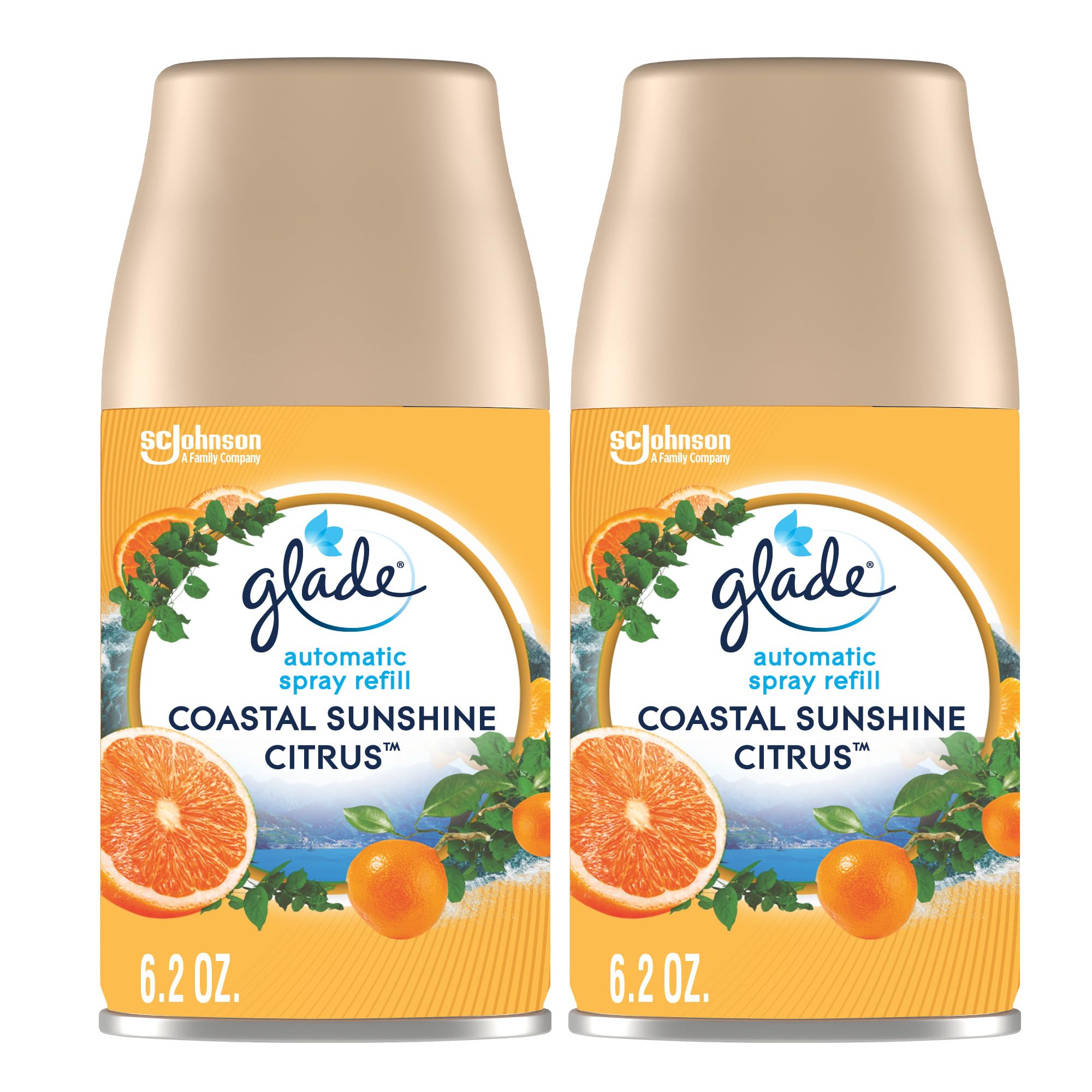 Glade Automatic Spray Refills, Air Freshener, Coastal Sunshine Citrus, 6.2 Oz, 2 Count