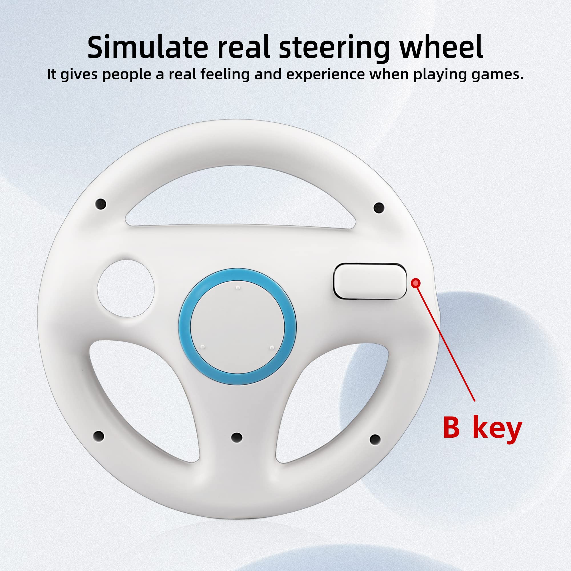 Xahpower Steering Wheel For Nintendo Wii And Wii U Remote Controller, 2 Pack Racing Wheels Games Accessories For Mario Kart (Whi