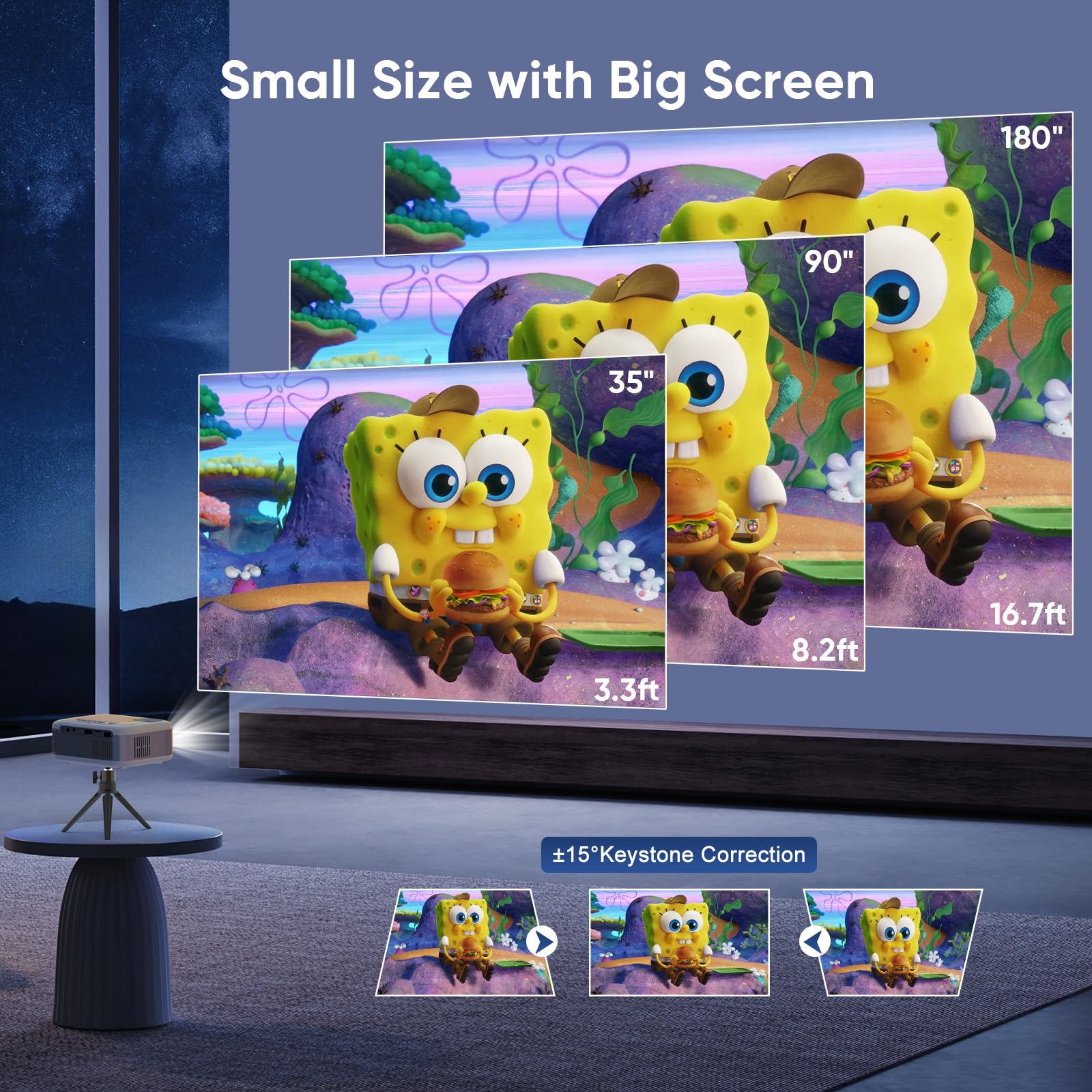 [Two Way Bluetooth] Panseba Mini Projector With Tripod, 2024 Upgraded 1080P Hd Projector, Portable Projector With Bluetooth, Mov