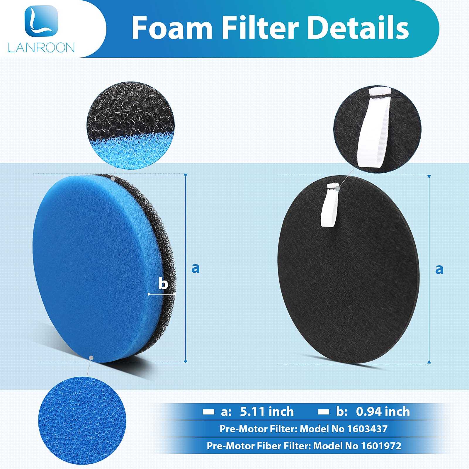 Lanroon 2998 Filter Kit Fit For Bissell 2998 Multiclean Lift Off Pet Vacuum, Fit For Bissell 2998 2999 2849 3000 3057 2849 28524