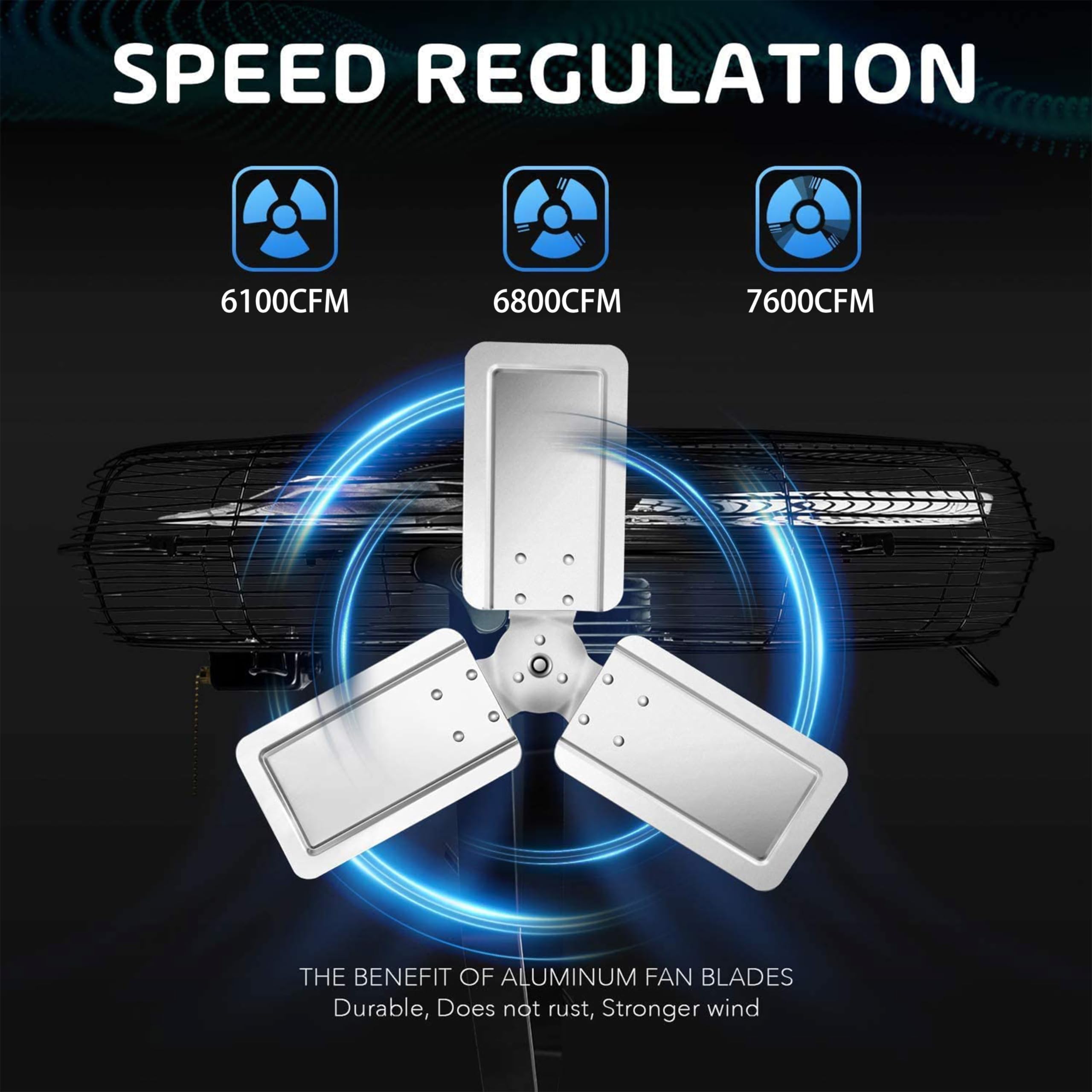 Simple Deluxe 24 Inch Industrial Wall Mount Fan, 3 Speed Commercial Ventilation Metal Fan For Warehouse, Greenhouse, Workshop, P