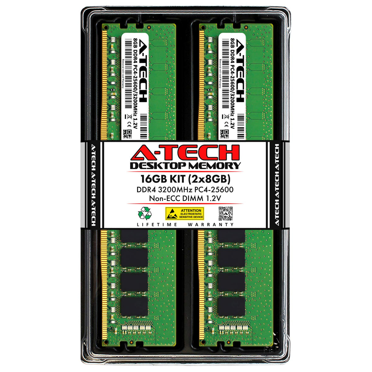A Tech 16Gb (2X8Gb) Ddr4 3200 Mhz Udimm Pc4 25600 (Pc4 3200Aa) Cl22 Dimm Non Ecc Desktop Ram Memory Modules