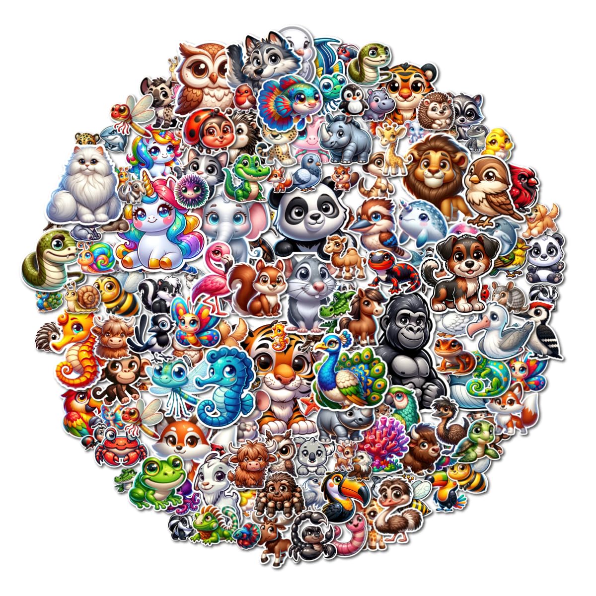 Vaaimai 3D 140 Unique Animals Stickers  Vinyl Waterproof Stickers For Laptops, Mobile Devices And Bottles Scrapbook Decals