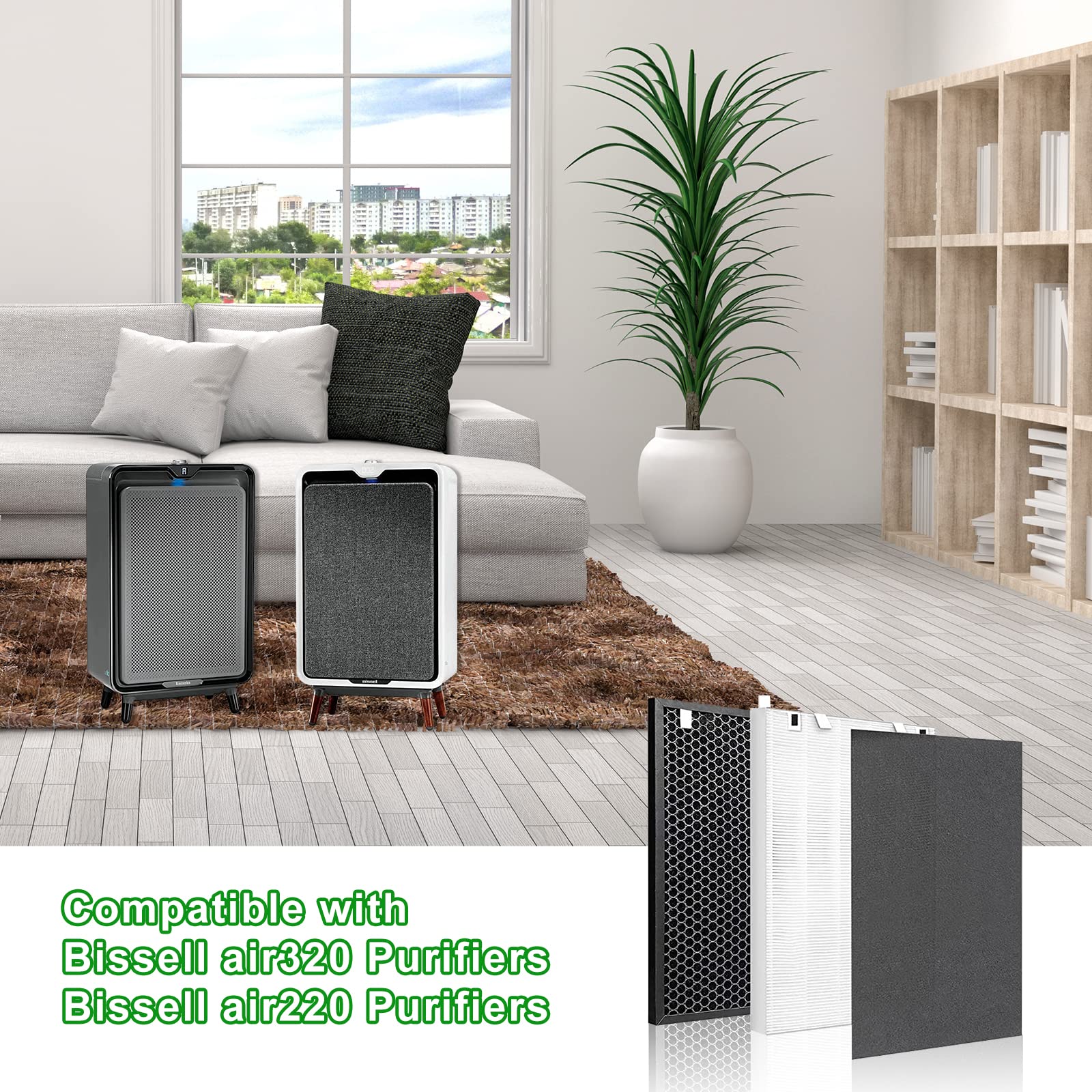 Jaseng For Bissell Air 220 Filter Replacement H13 Hepa Filter Compatible With Bissell Air320 Air220, 3 Stage Filtration System(P