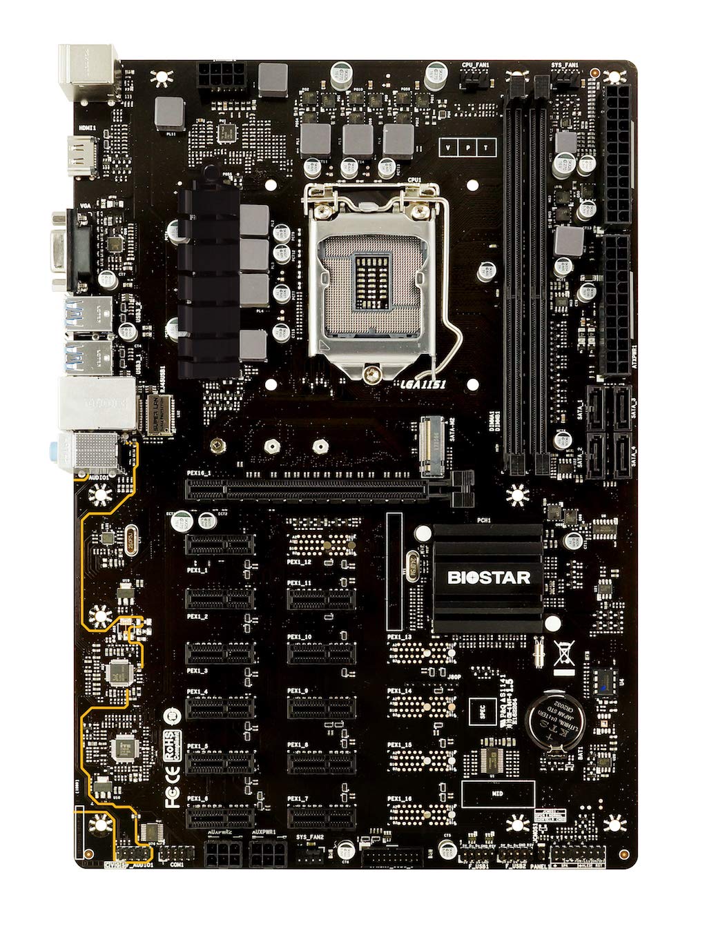 Biostar Usa Warranty Tb360 Btc Pro 2.0 Core I7/I5/I3 (Intel 8Th And 9Th Gen) Lga1151 Intel B360 Ddr4 12 Gpu Mining Motherboard Upgraded Model
